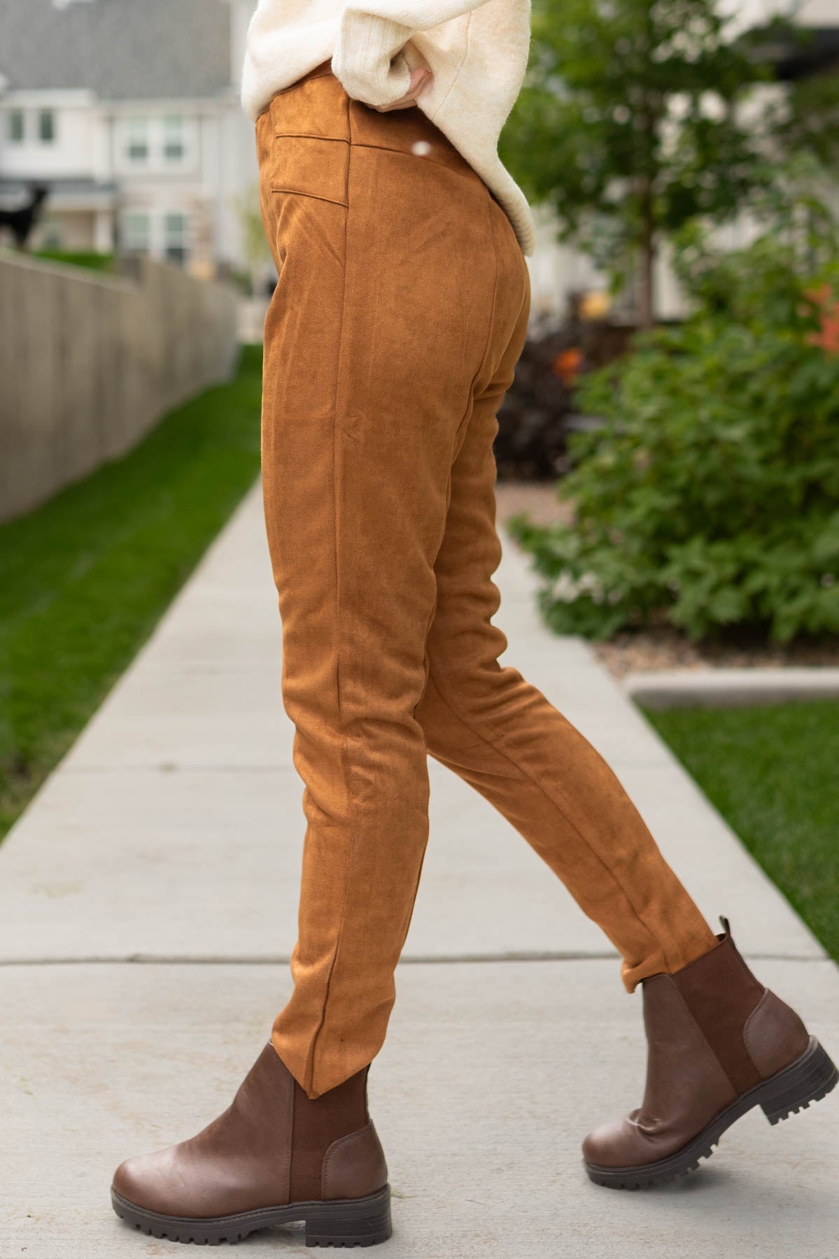 Raina Camel Suede Leggings