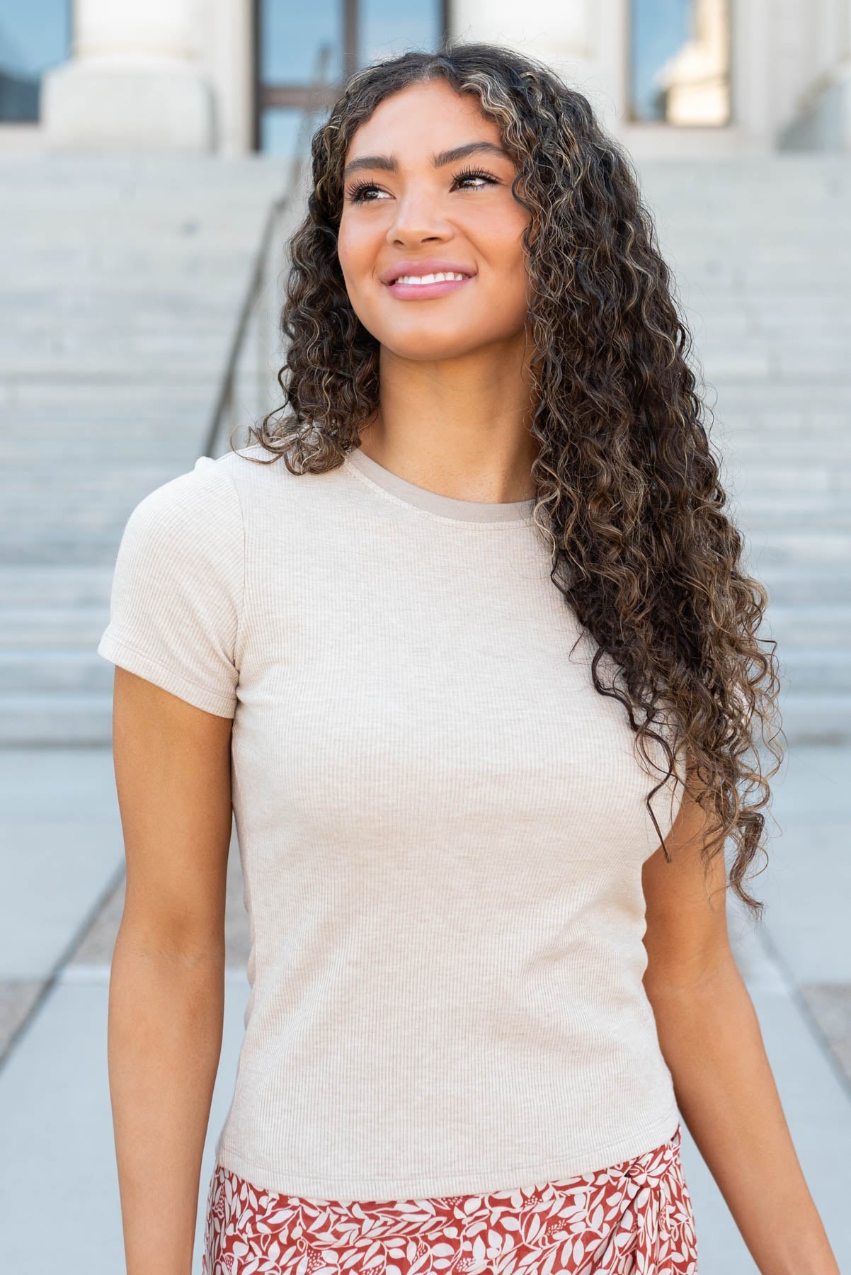 Rainie Oatmeal Ribbed Top