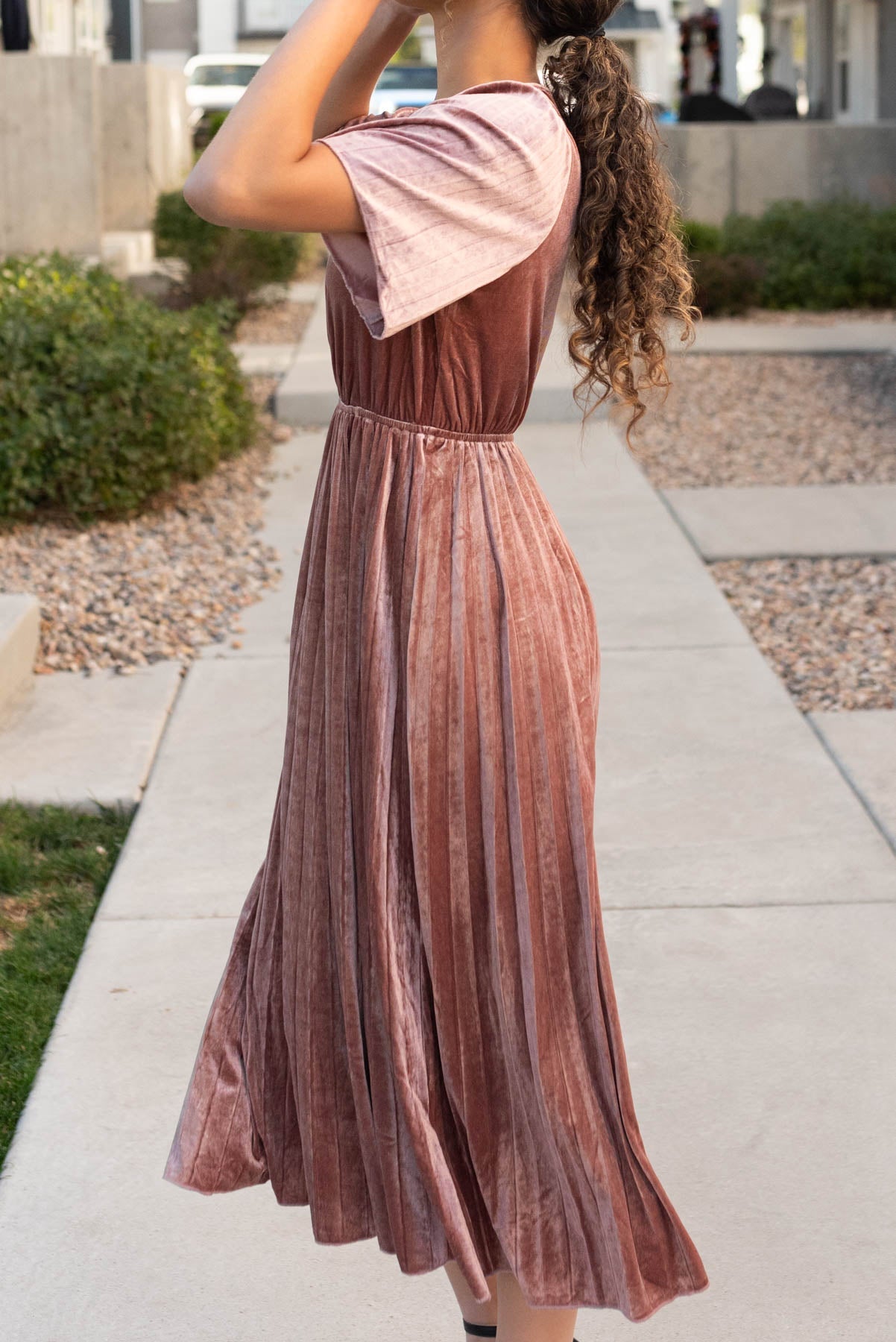 Reannah Dusty Rose Velvet Dress