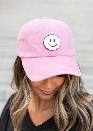 Reece Pink Sherpa Happy Face Hat