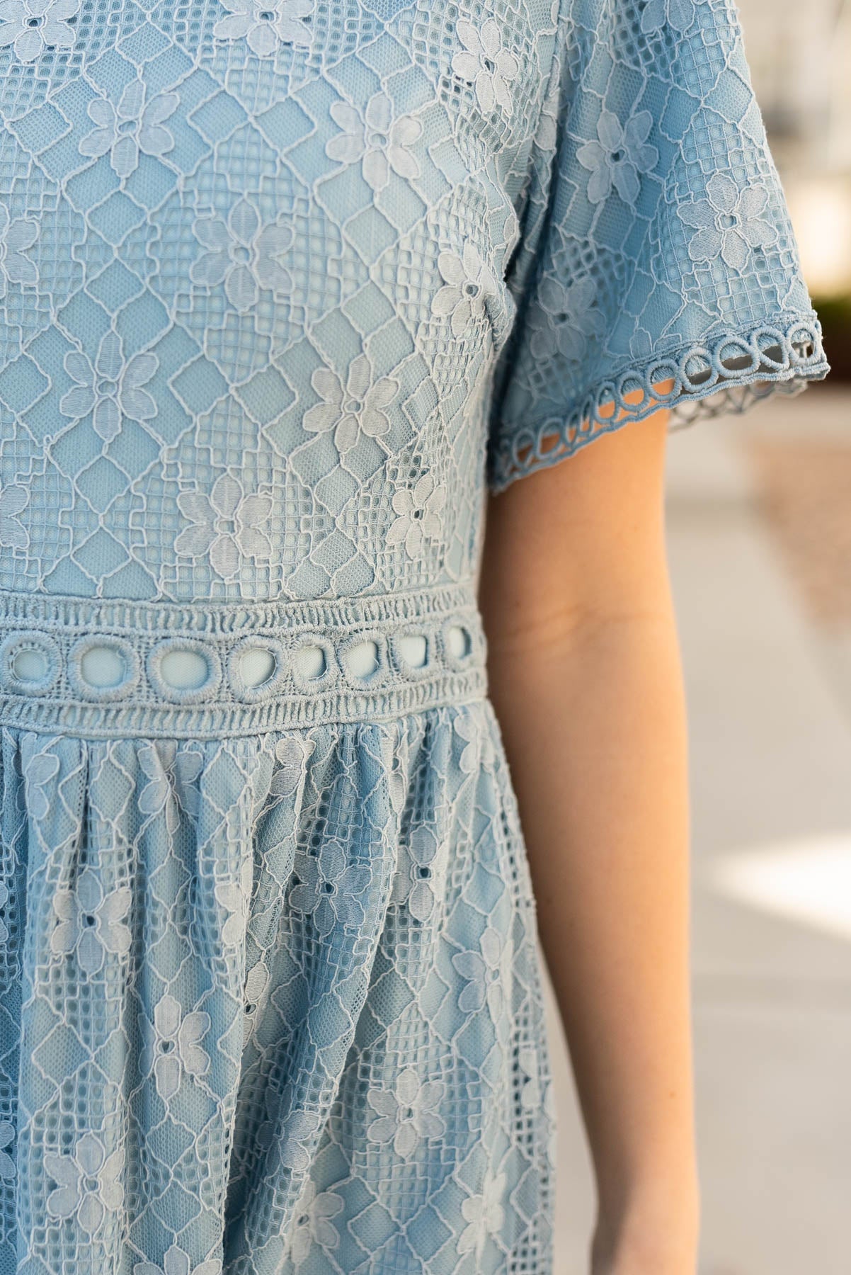Regina Dusty Blue Corded Lace Dress