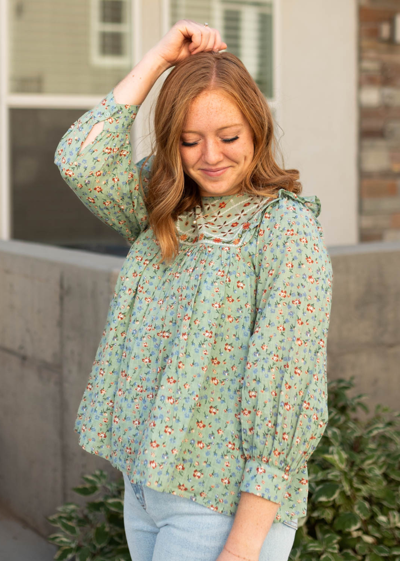 Remi Sage Floral Top