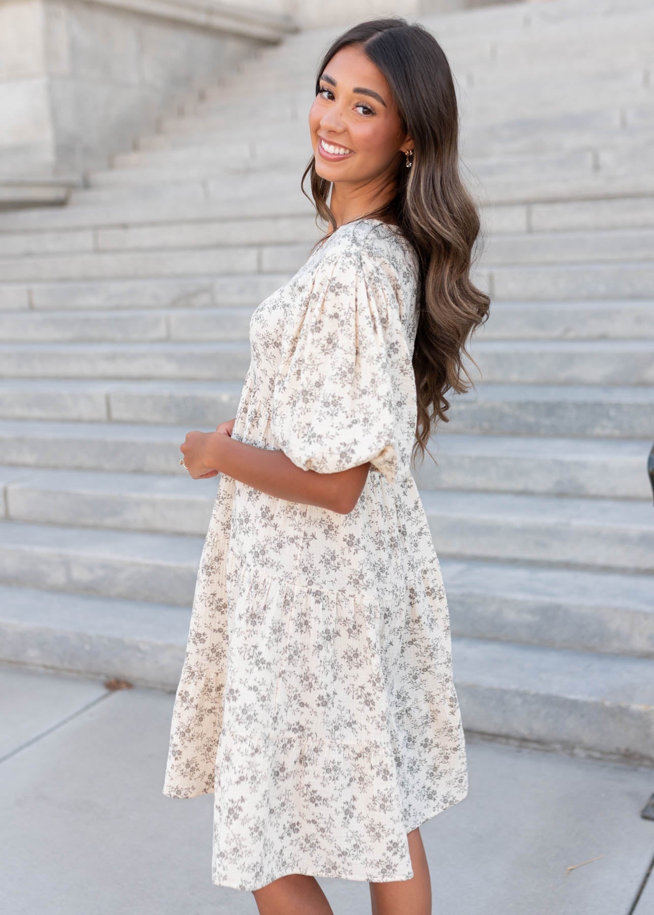 Remie Natural Floral Dress