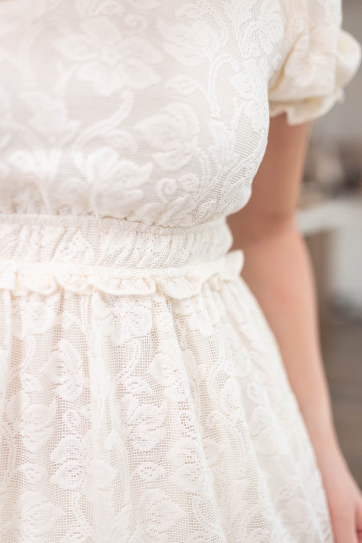 Renee Off White Ruffle Lace Dress