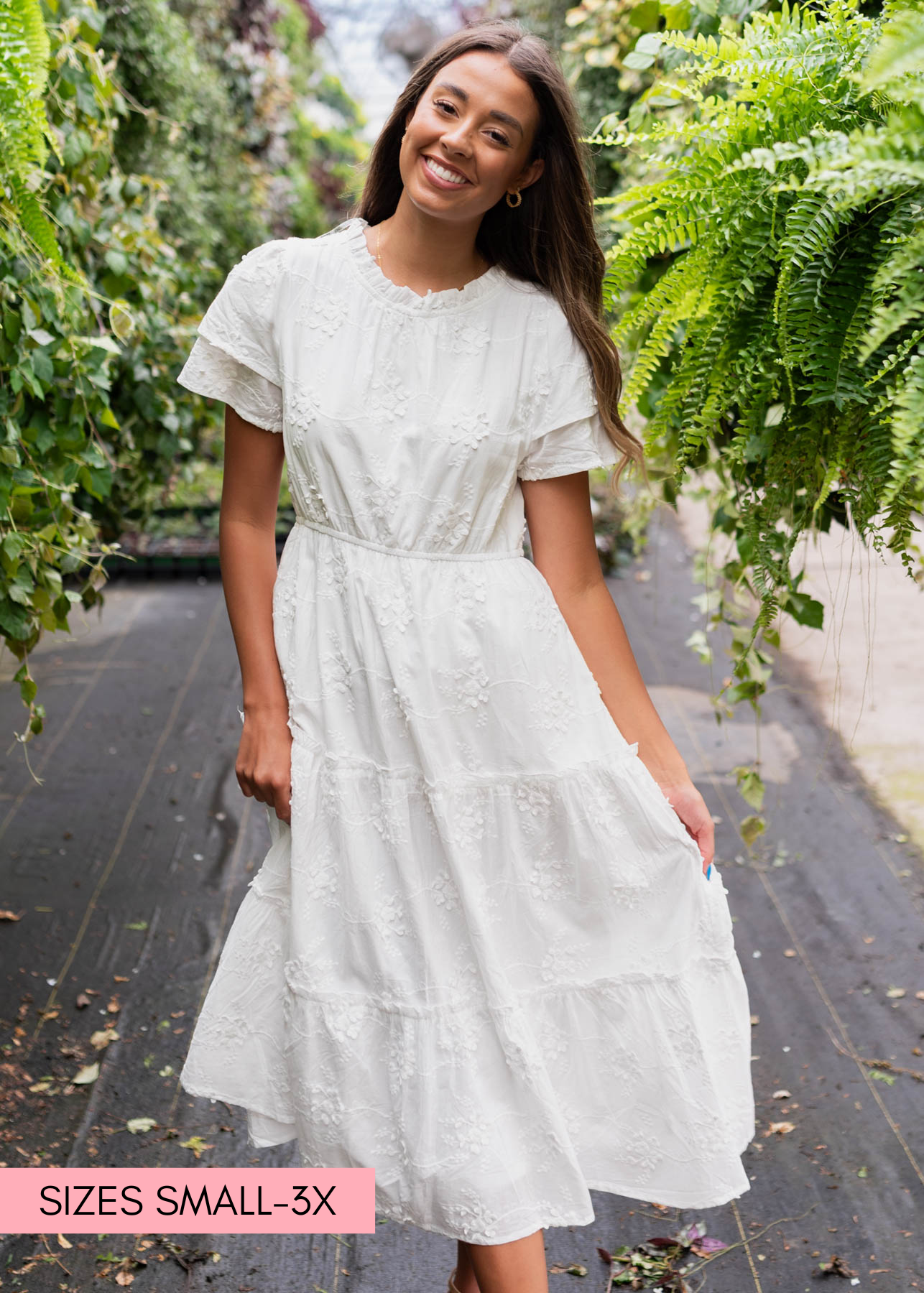 Rhea White Floral Embroidered Dress