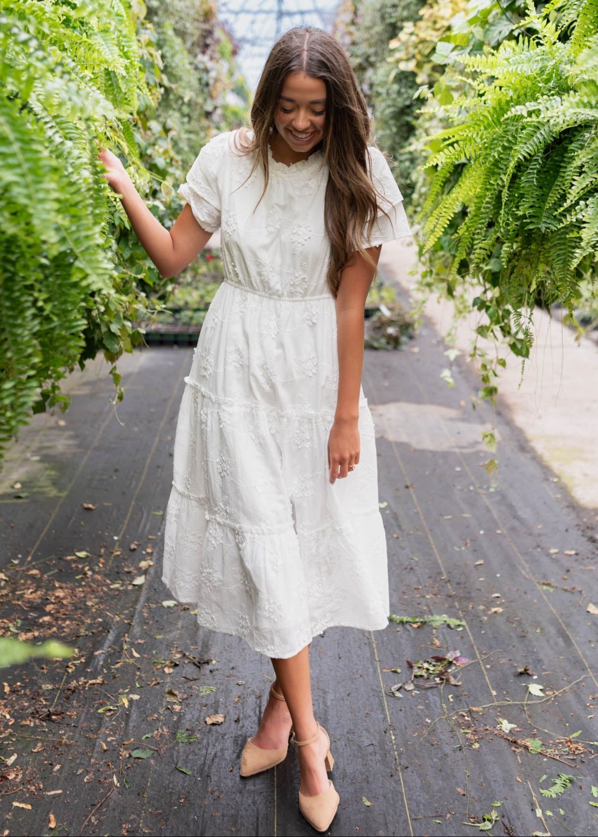Rhea White Floral Embroidered Dress