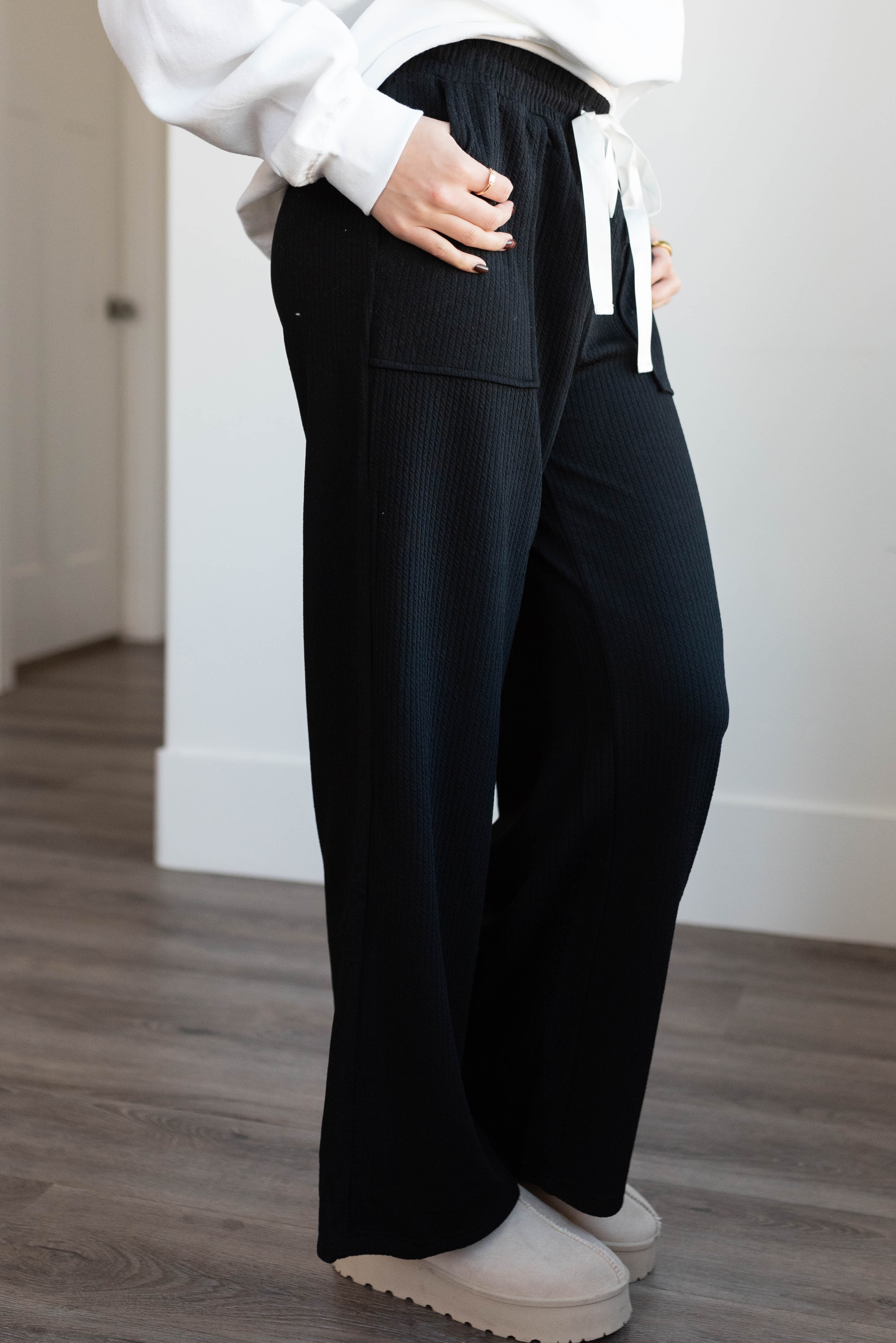 Rilee Black Ribbed Pants
