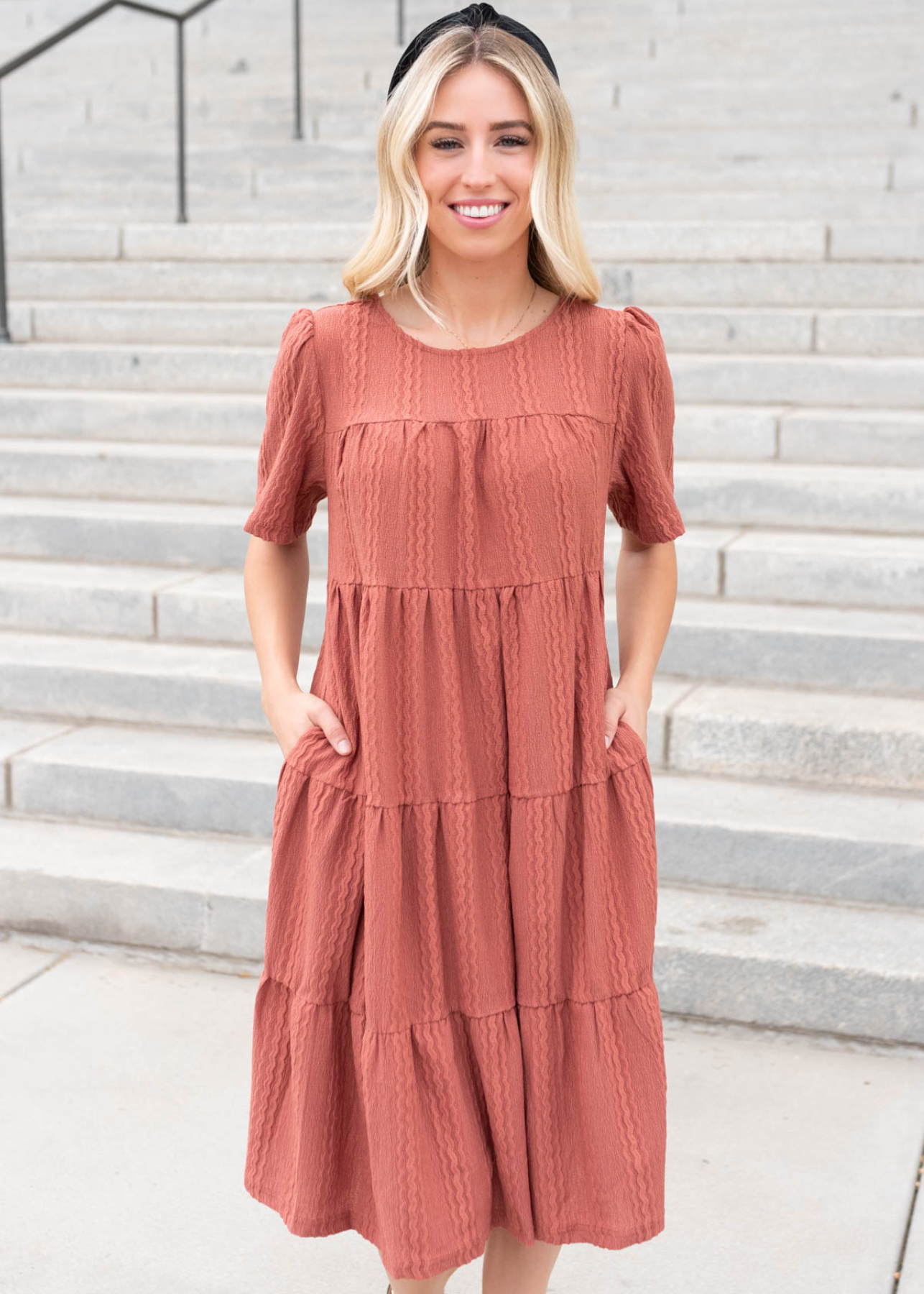Rindy Marsala Textured Dress