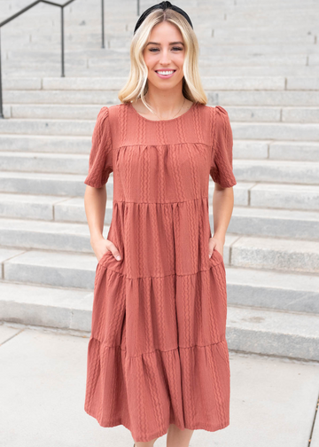 Rindy Marsala Textured Dress