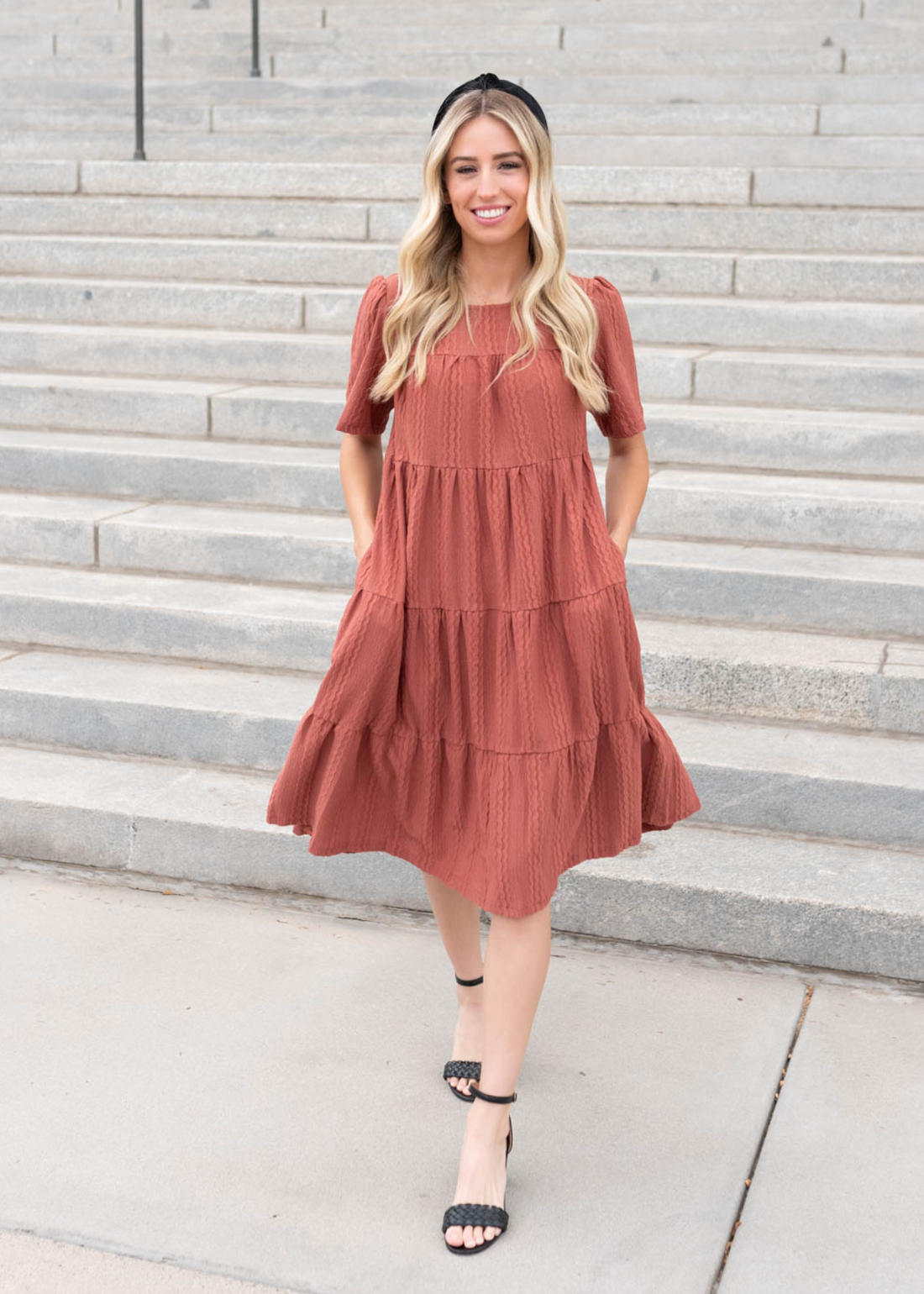 Rindy Marsala Textured Dress