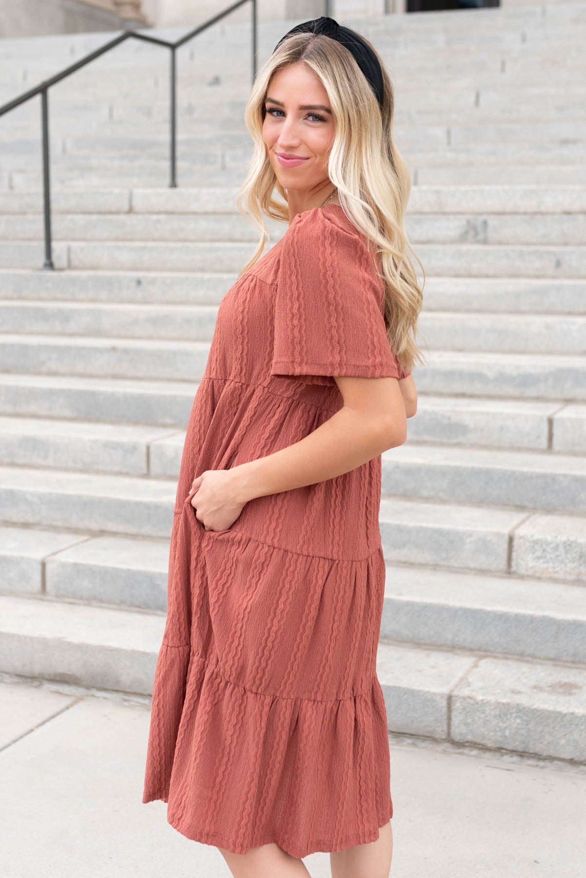 Rindy Marsala Textured Dress