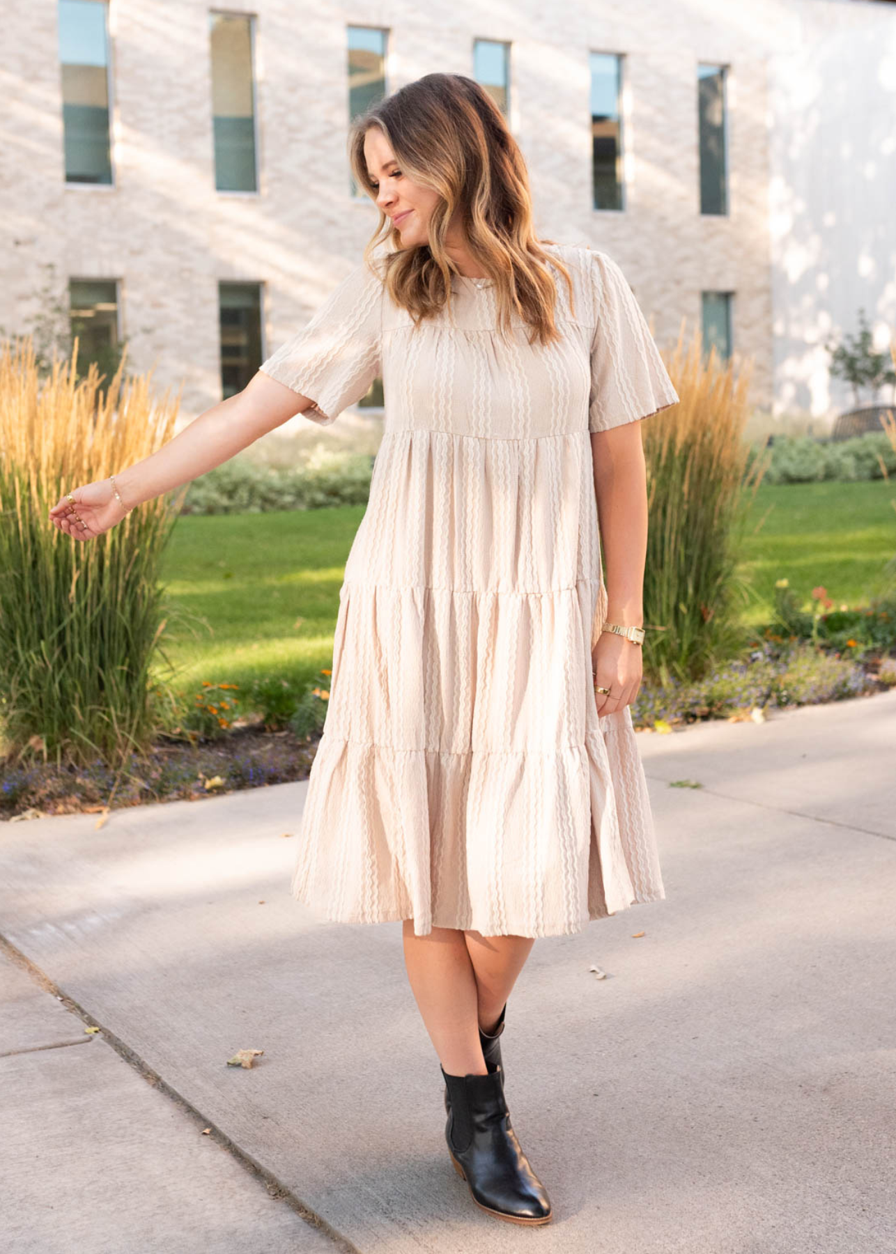 Rindy Tan Textured Dress