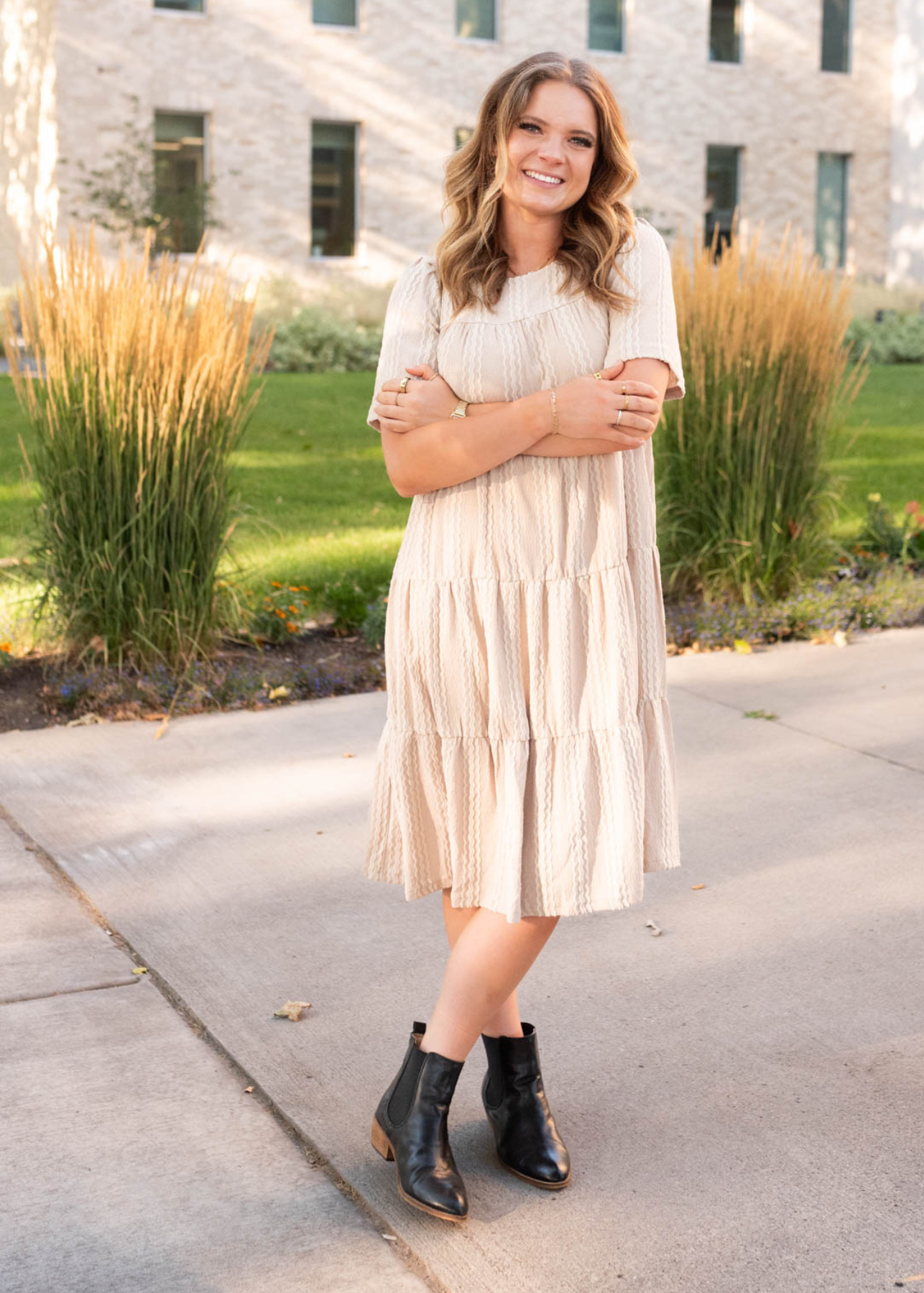 Rindy Tan Textured Dress