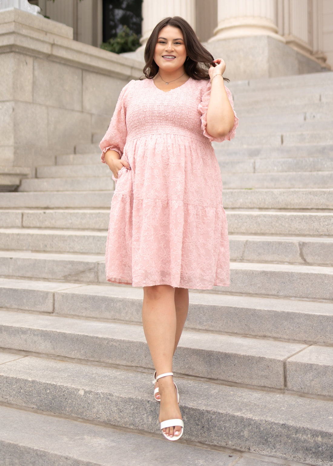 Robin Blush Floral Textured Dress