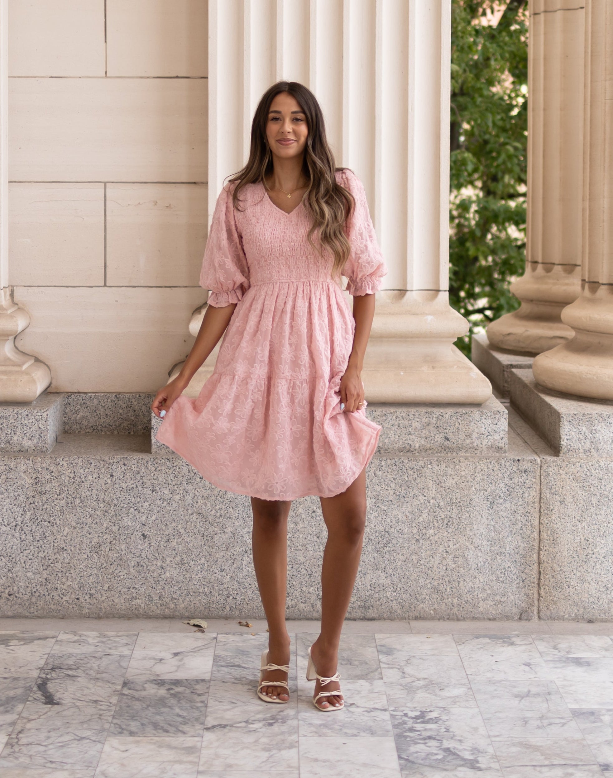 Robin Blush Floral Textured Dress