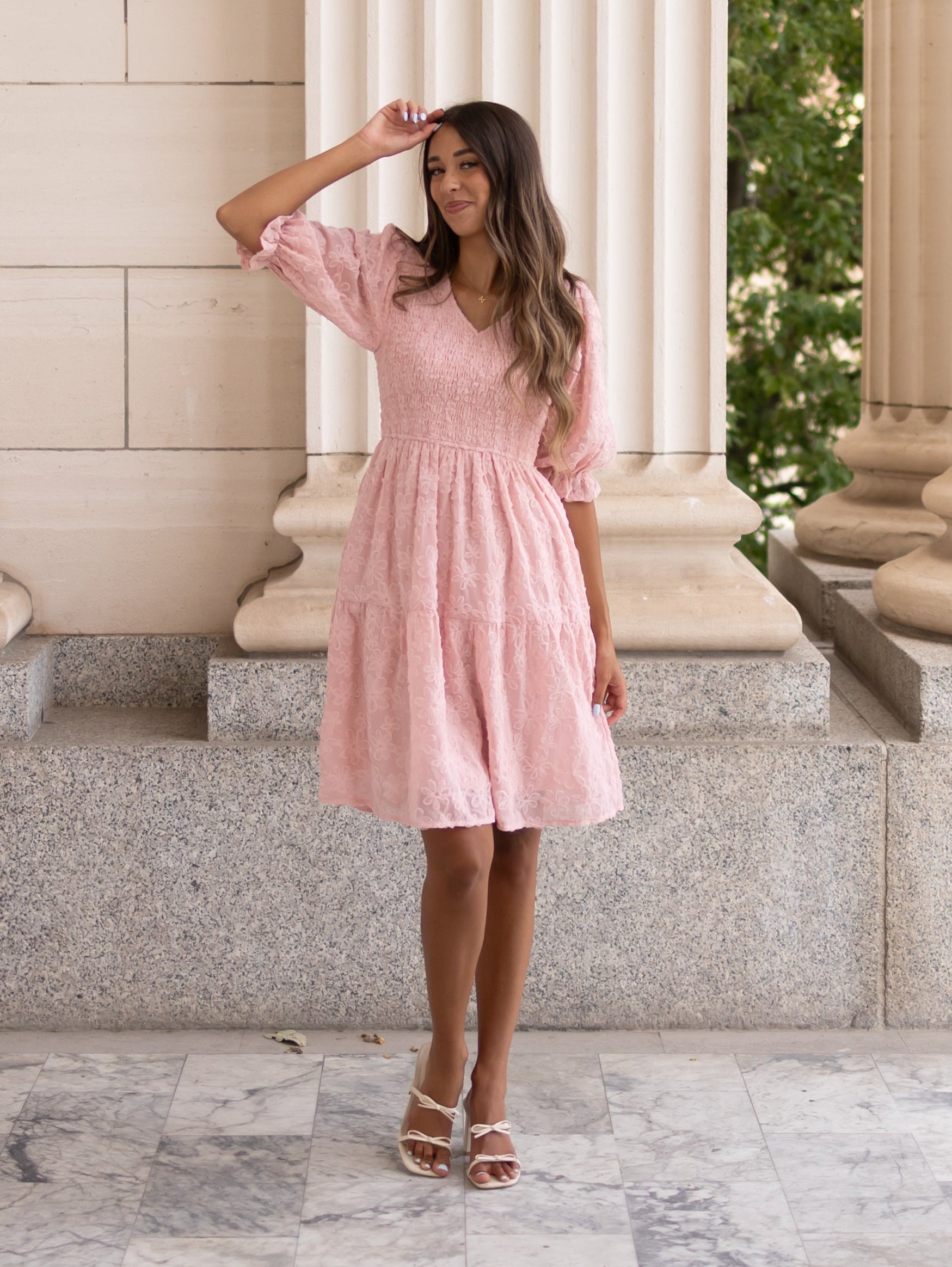 Robin Blush Floral Textured Dress