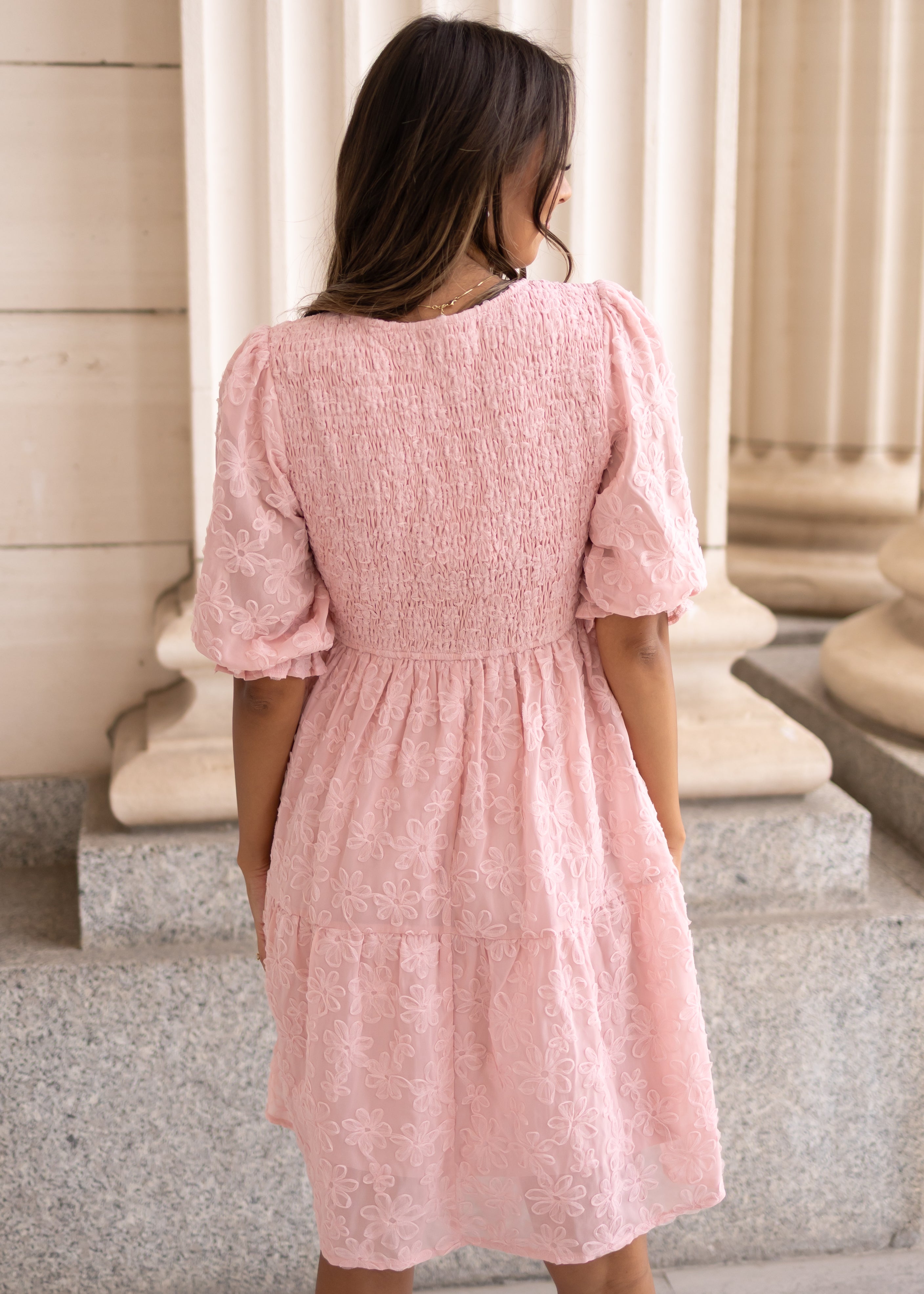 Robin Blush Floral Textured Dress