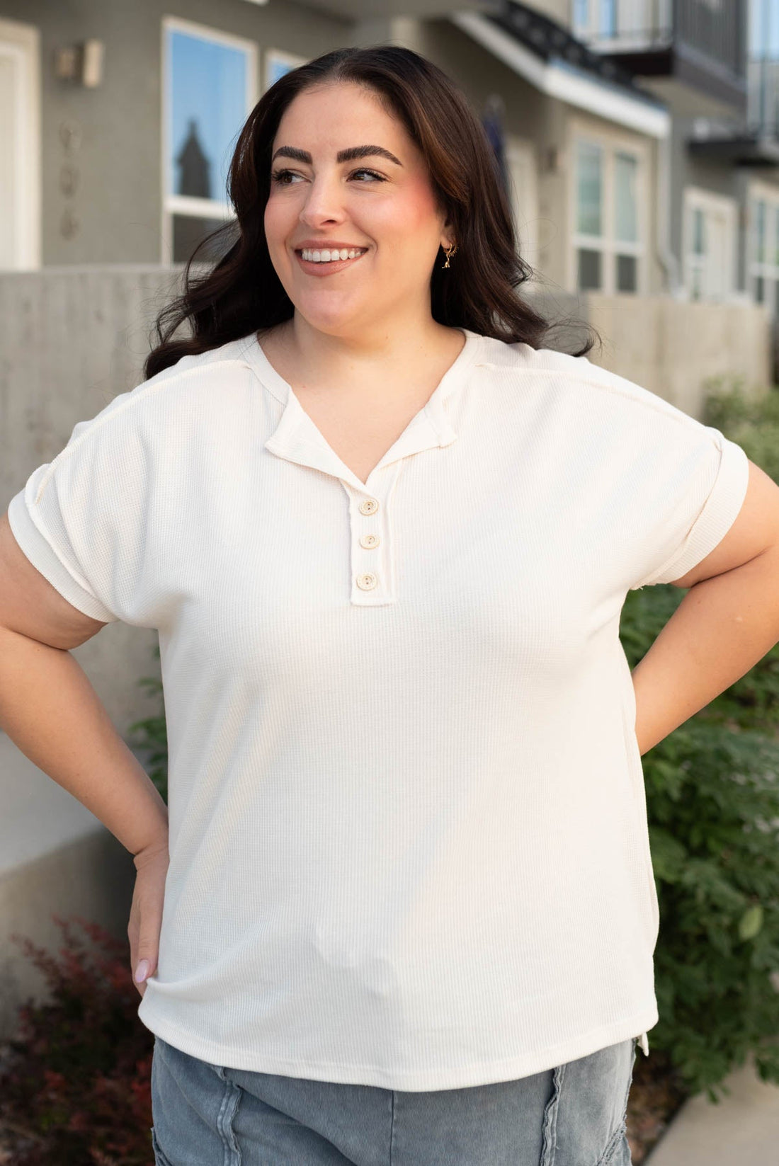 Robin Cream Waffle Knit Top