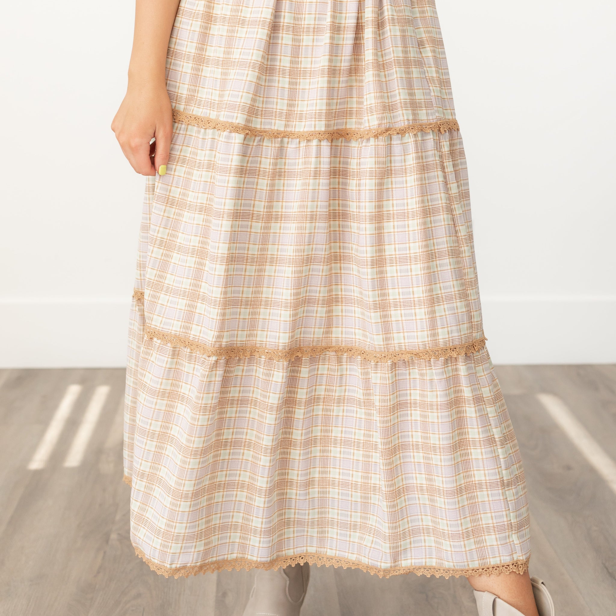 Roma Camel Plaid Skirt