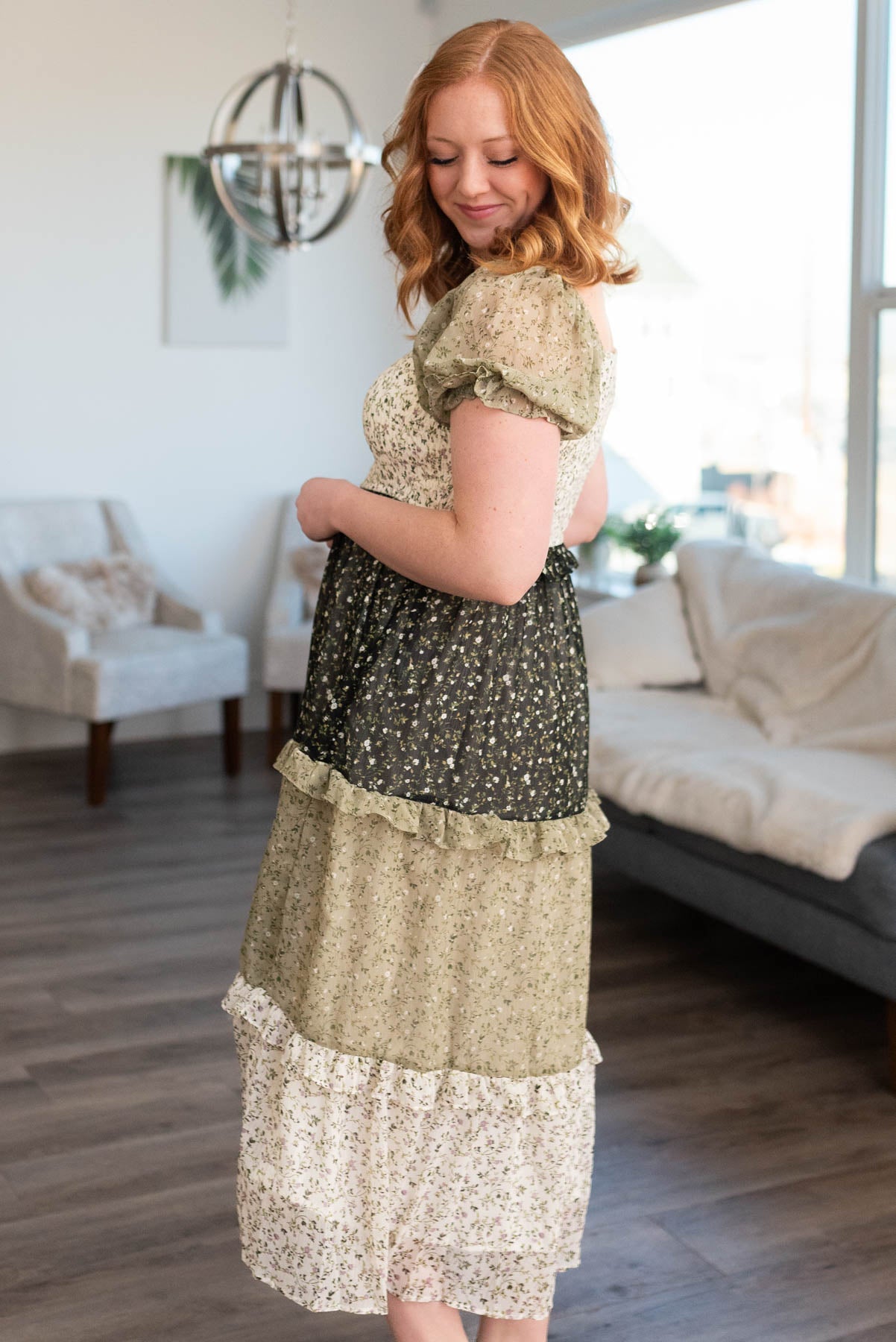 Ronnie Olive Tiered Dress