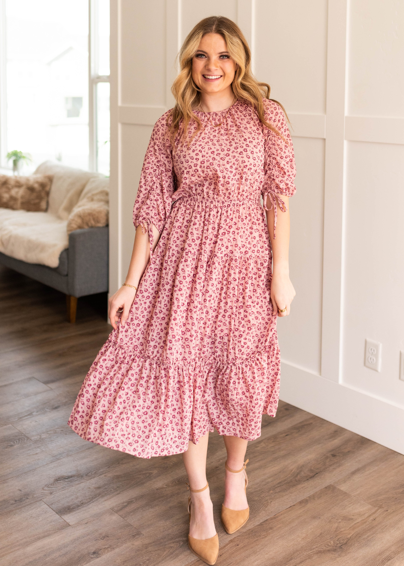 Rosalee Blush Tiered Dress