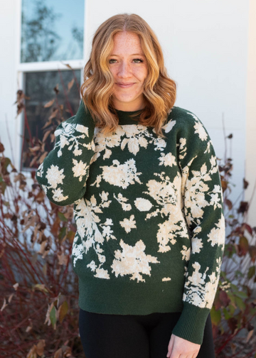 Rosalee Green Floral Sweater