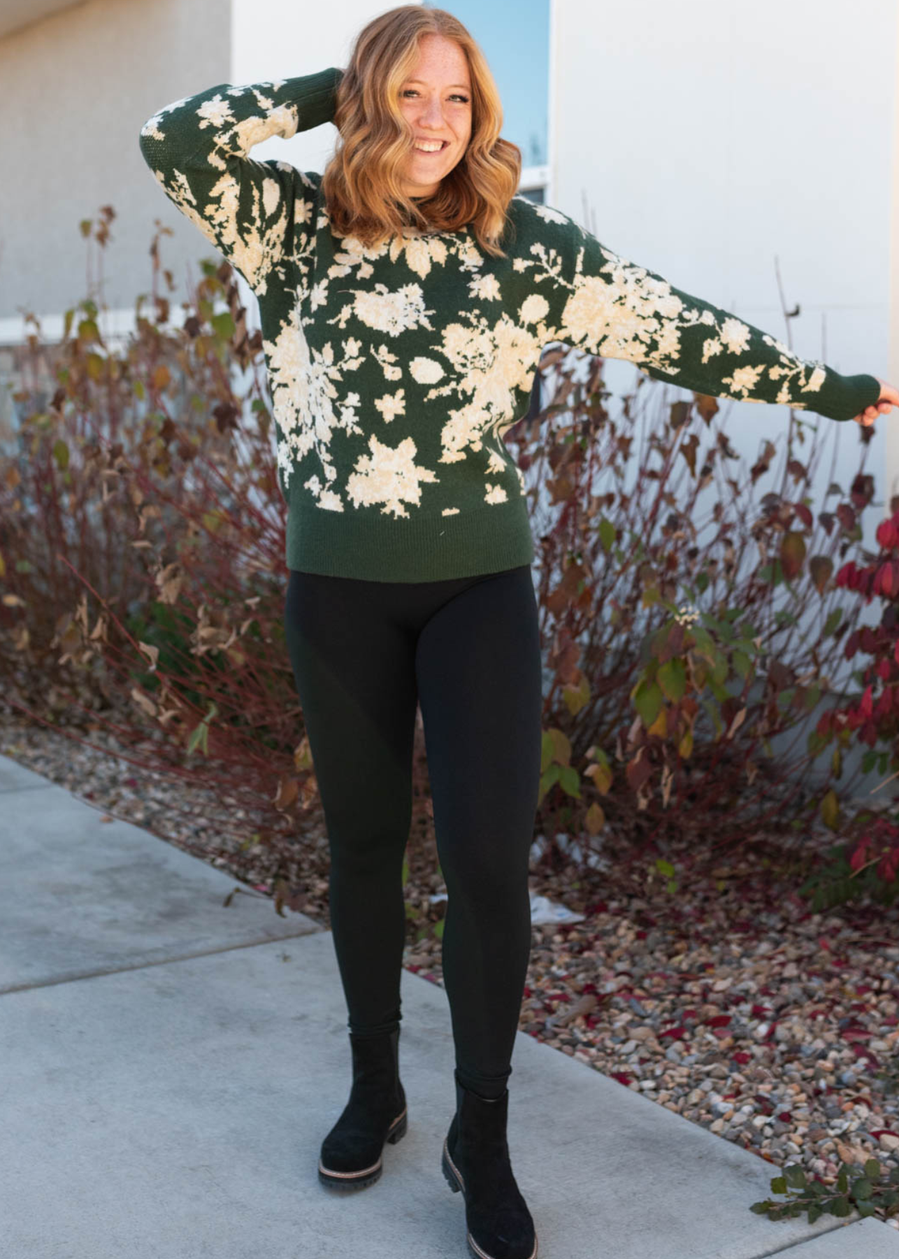 Rosalee Green Floral Sweater