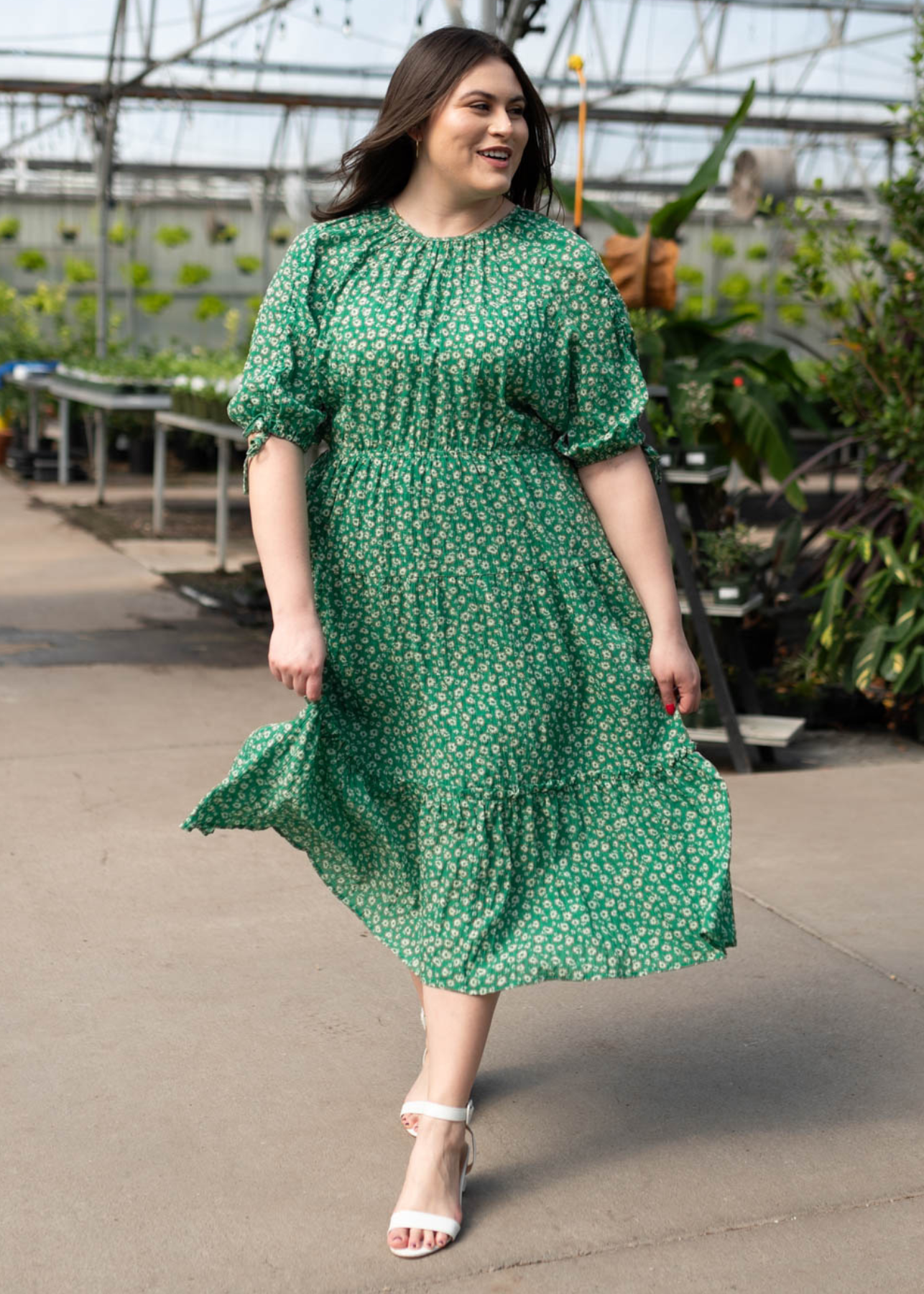 Rosalee Green Tiered Dress