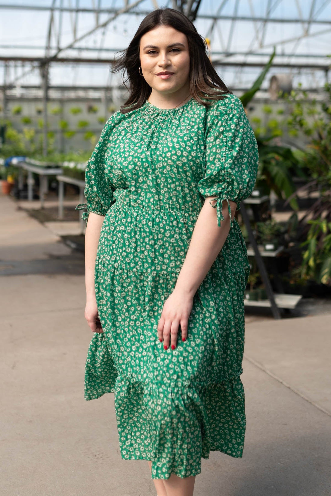 Rosalee Green Tiered Dress