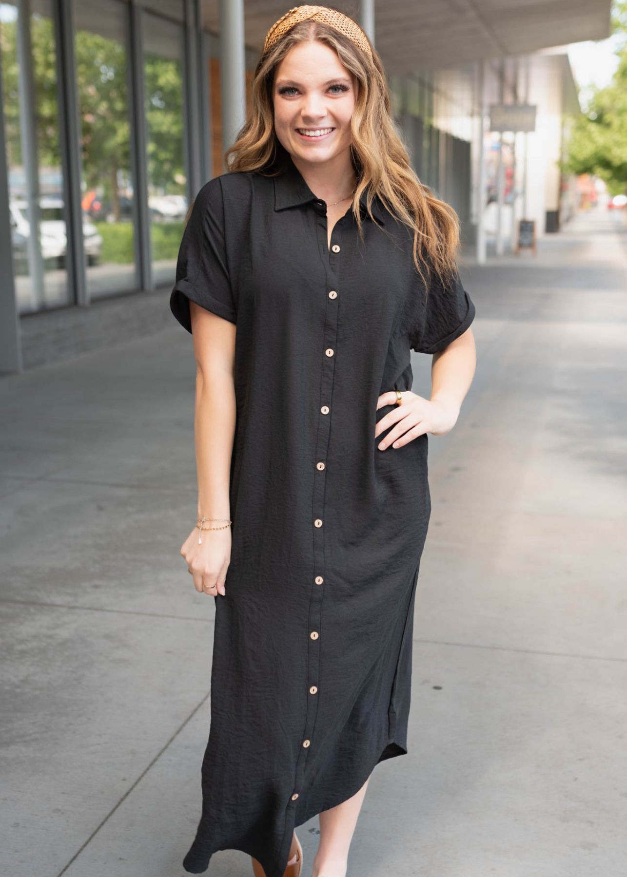 Rosalie Black Button Up Maxi Dress