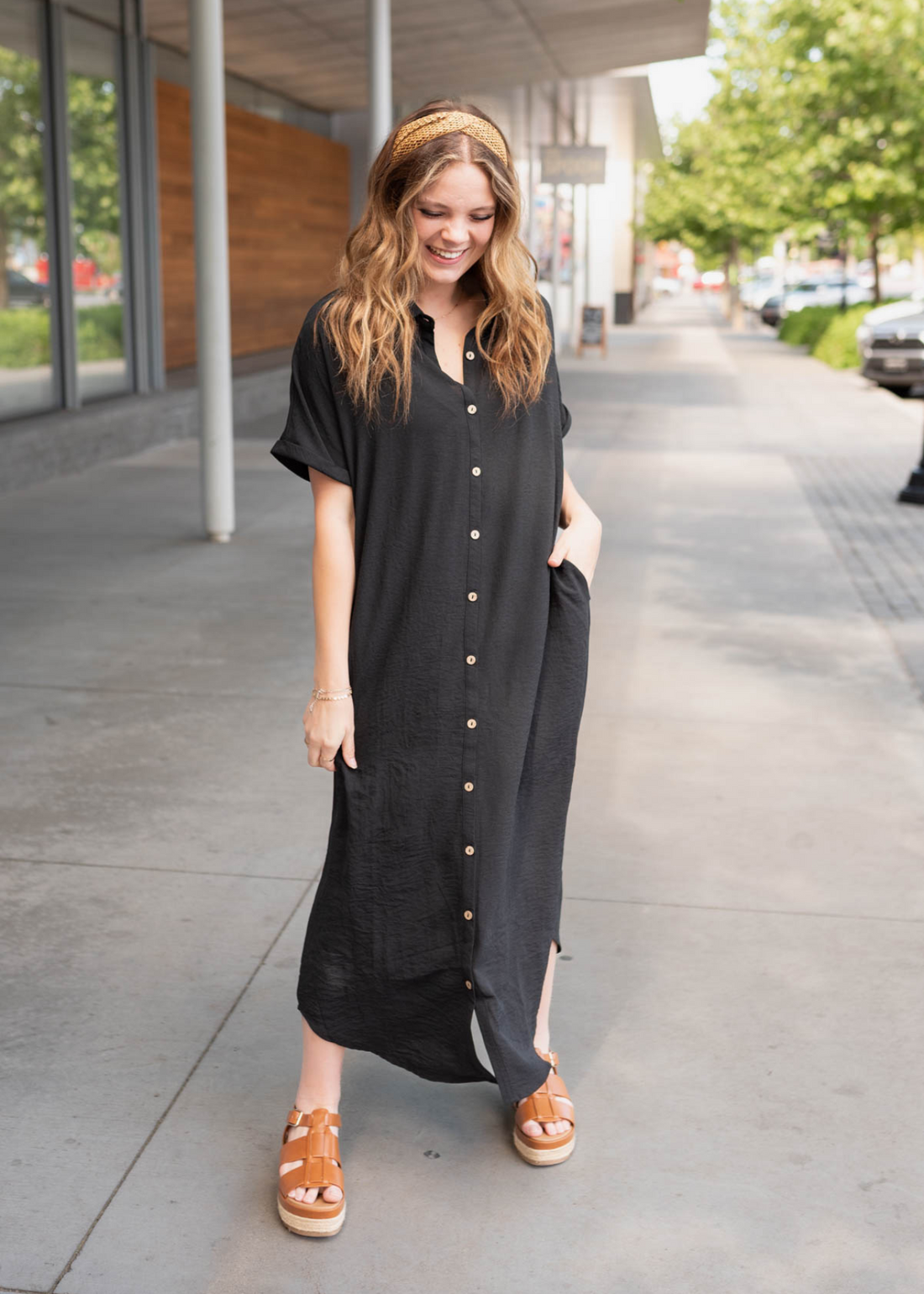 Rosalie Black Button Up Maxi Dress