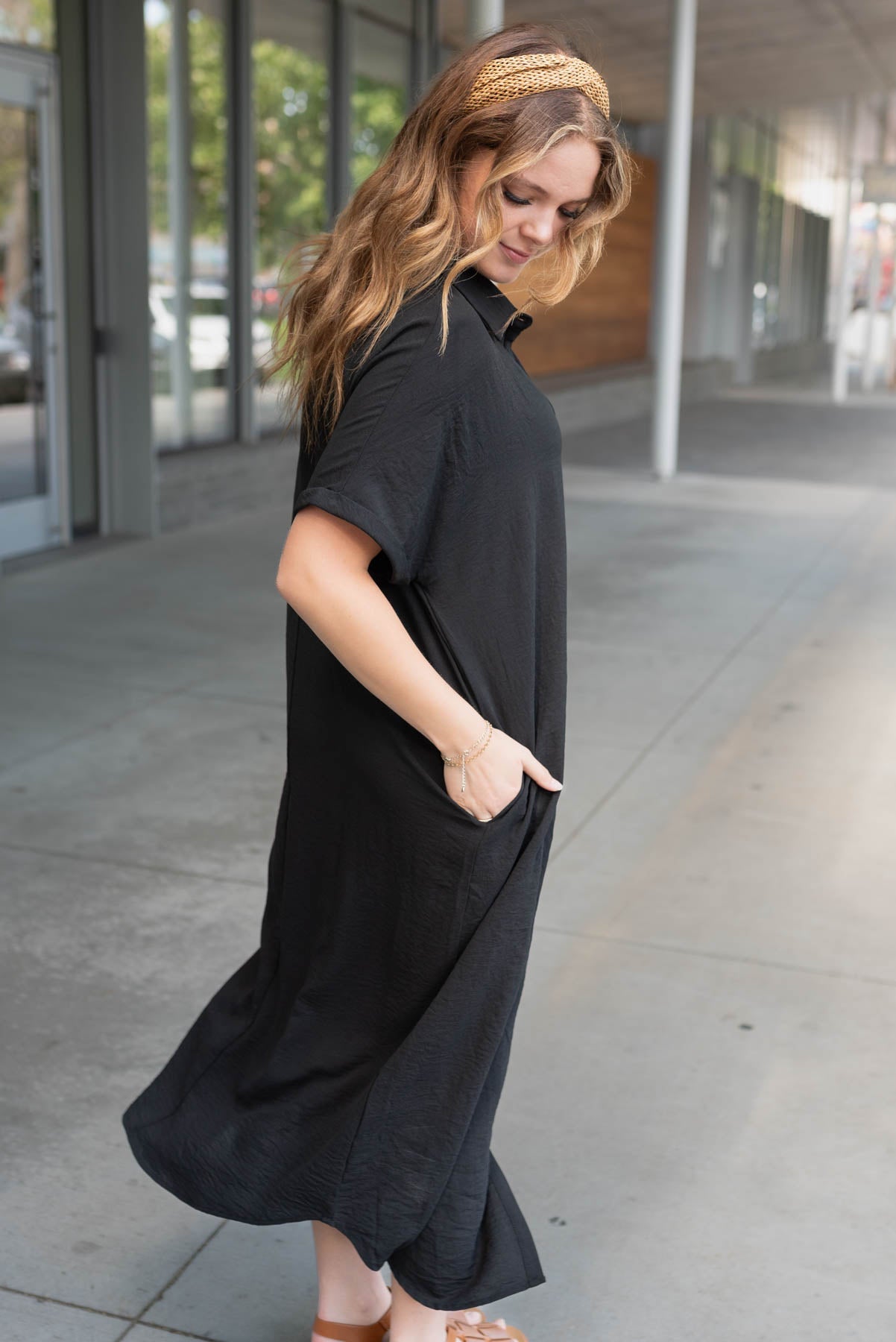 Rosalie Black Button Up Maxi Dress