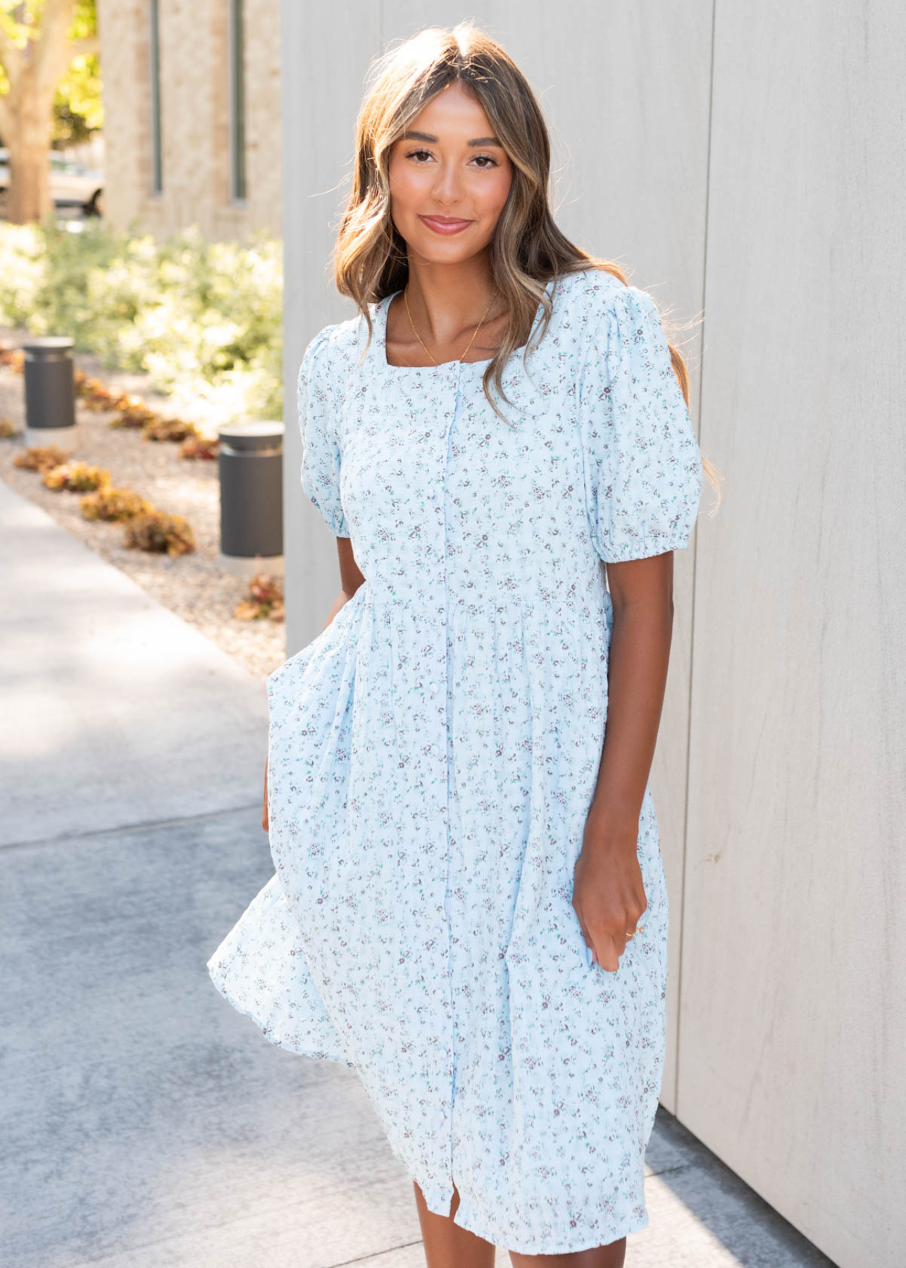 Rose Light Blue Floral Dress