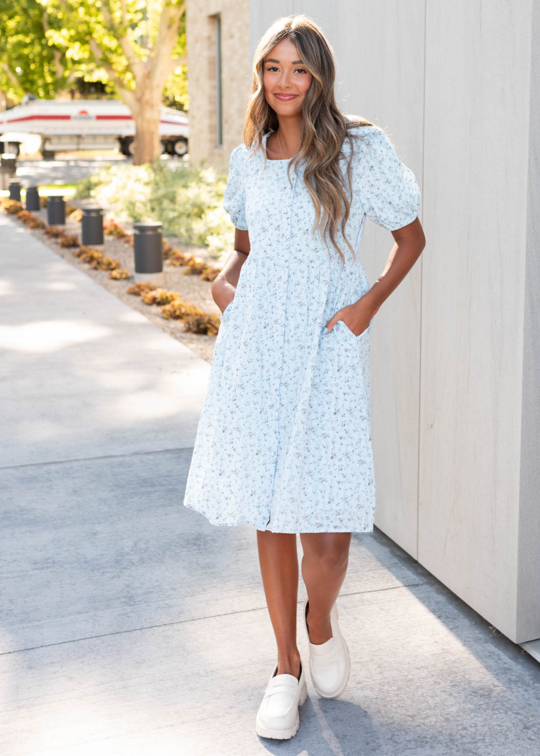 Rose Light Blue Floral Dress