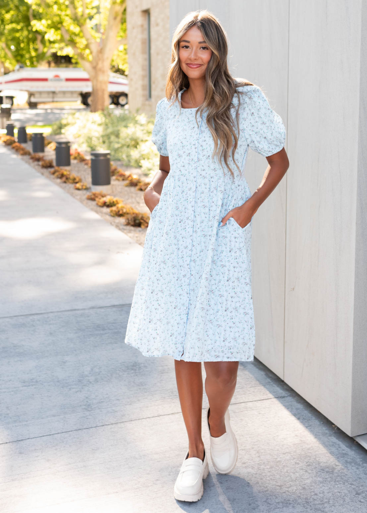 Rose Light Blue Floral Dress