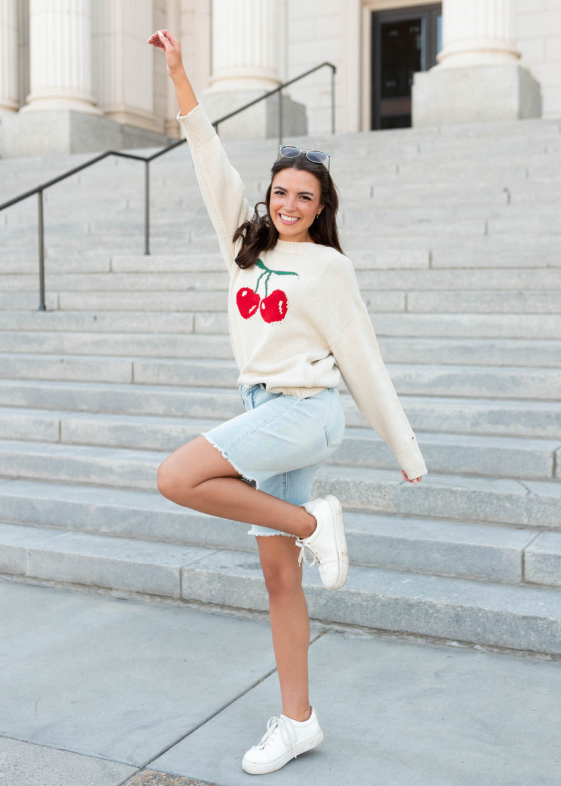 Rosie Oatmeal Cherry Sweater