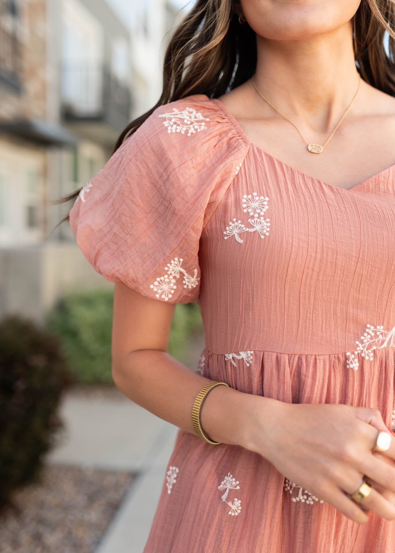 Rosie Terracotta Embroidered Dress