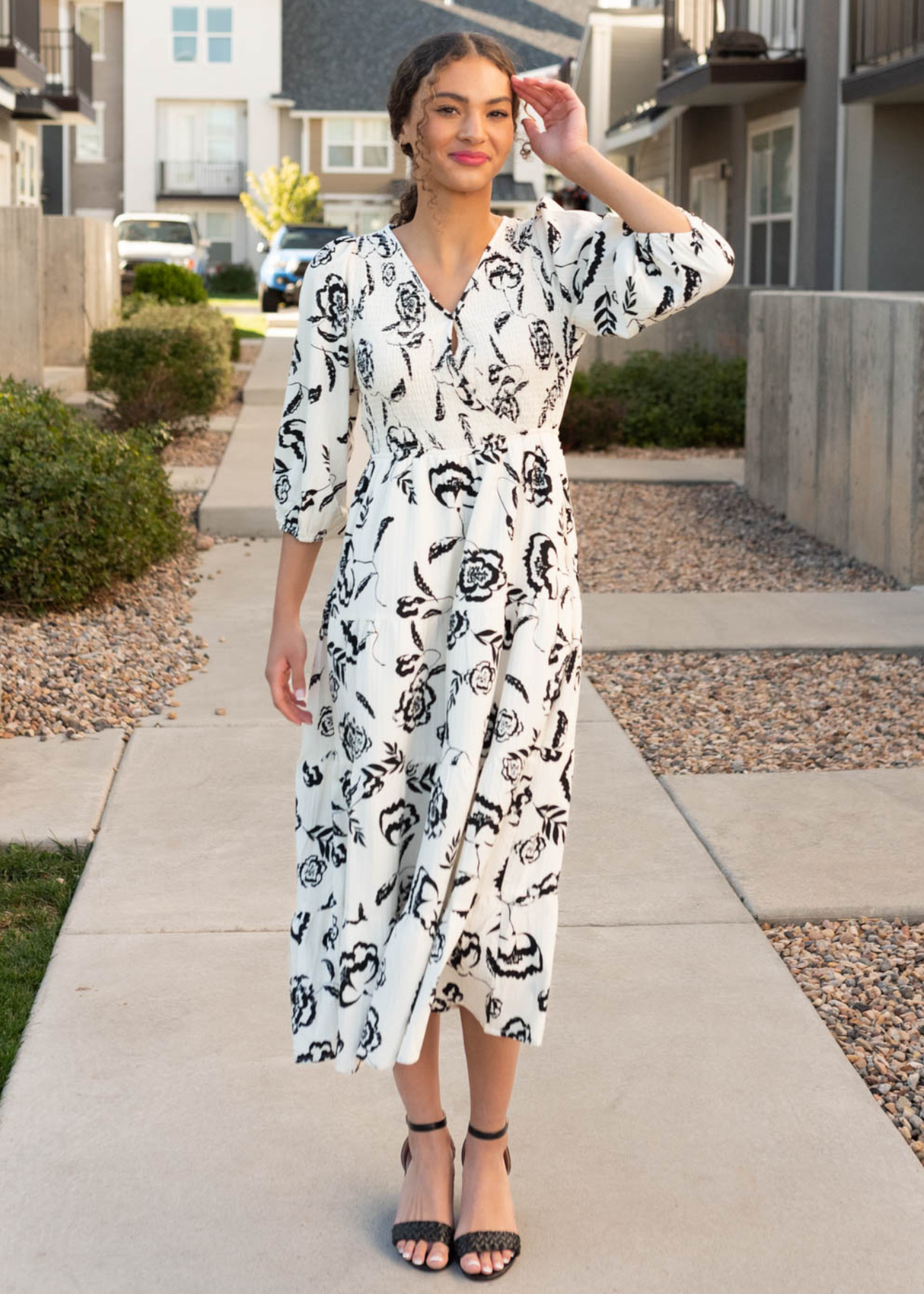 Roxanna White Floral Tiered Dress