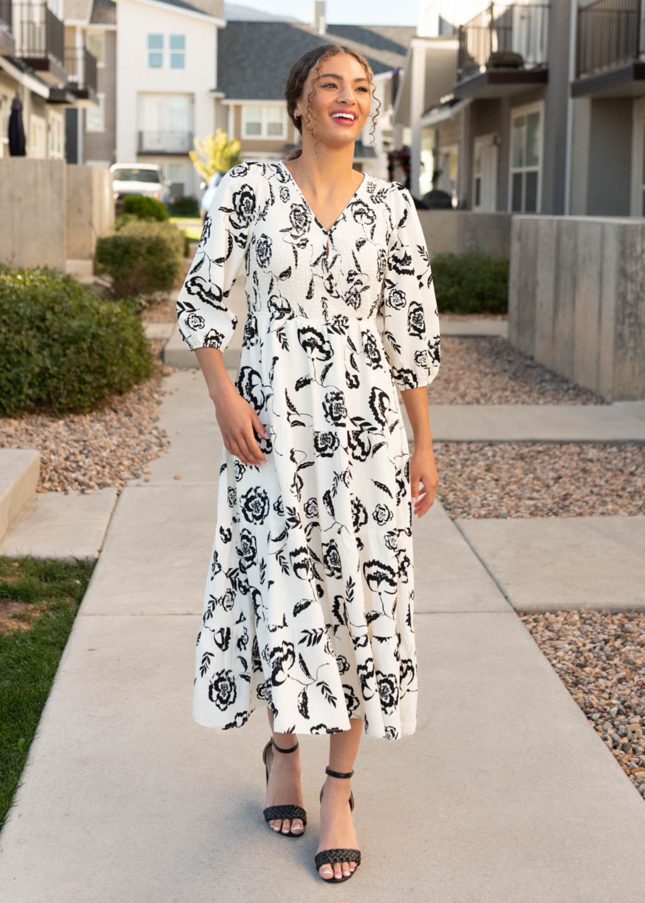 Roxanna White Floral Tiered Dress