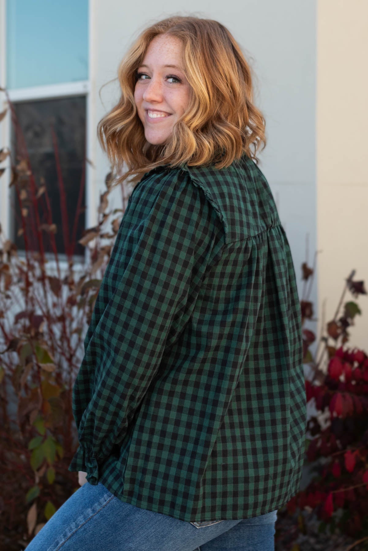 Rubey Hunter Green Ruffle Blouse
