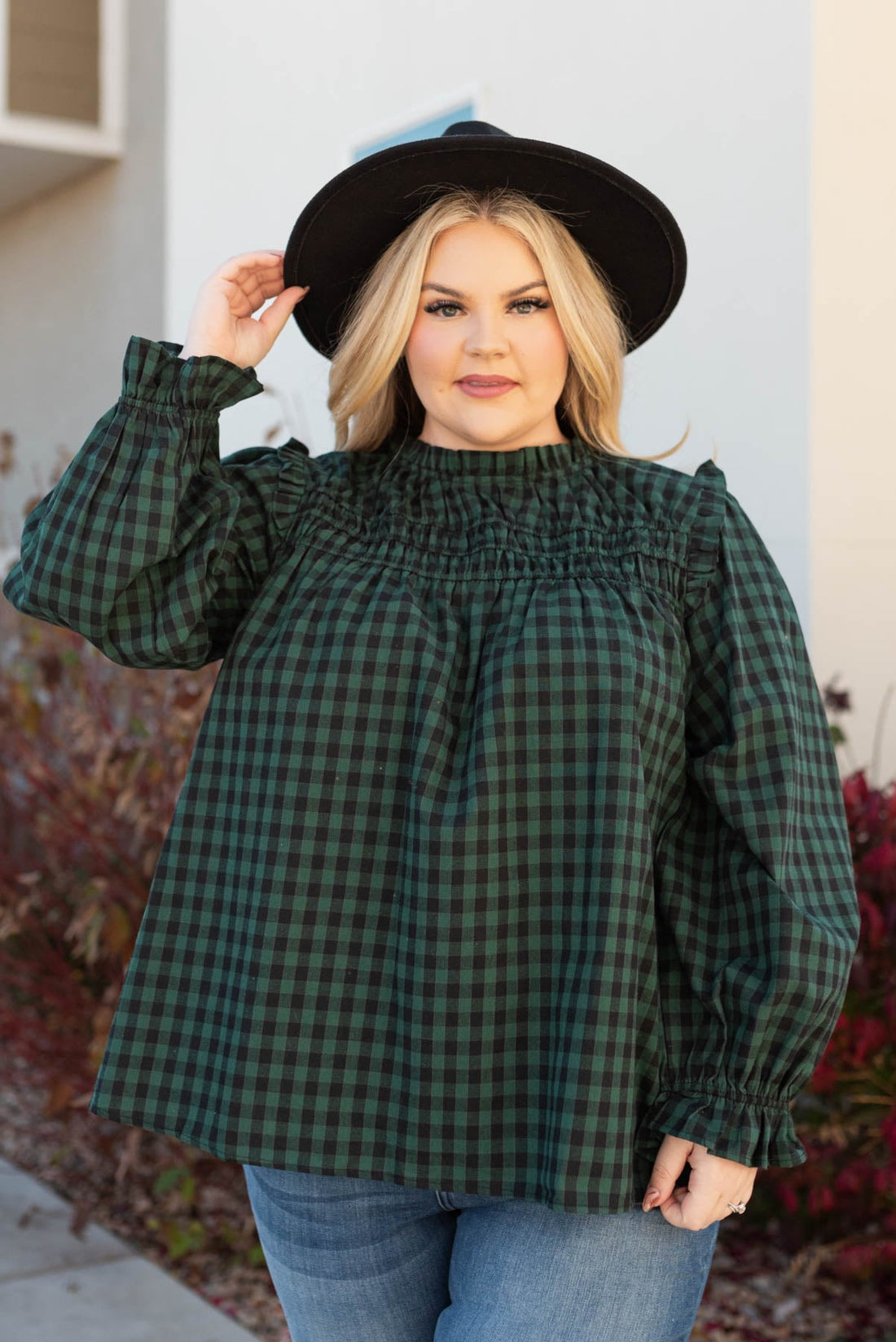 Rubey Hunter Green Ruffle Blouse