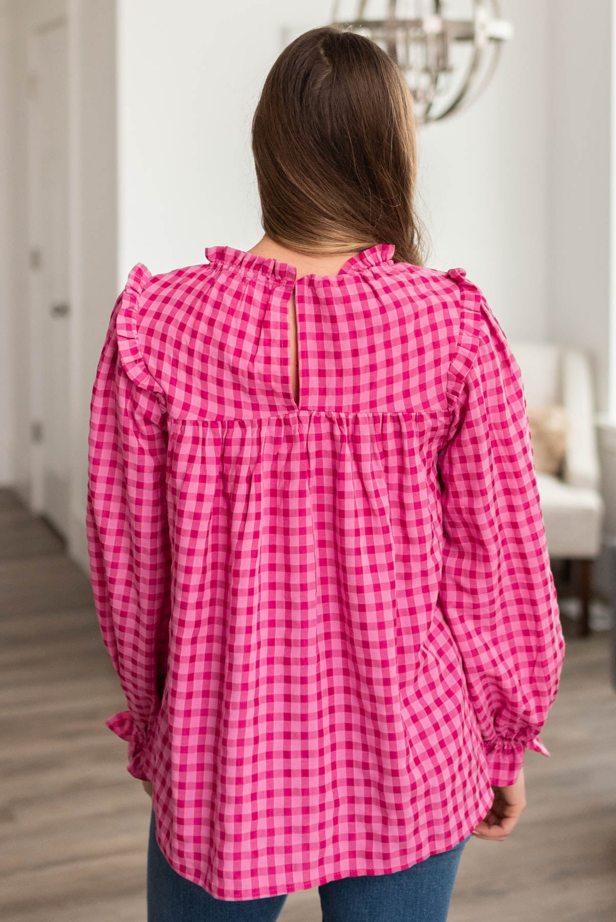 Rubey Pink Fuchsia Ruffle Blouse
