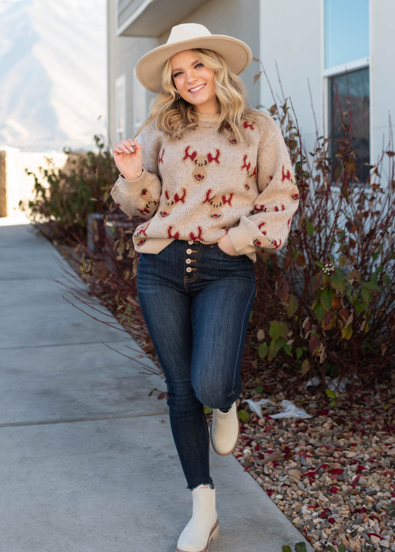 Rudolph Oatmeal Knit Sweater