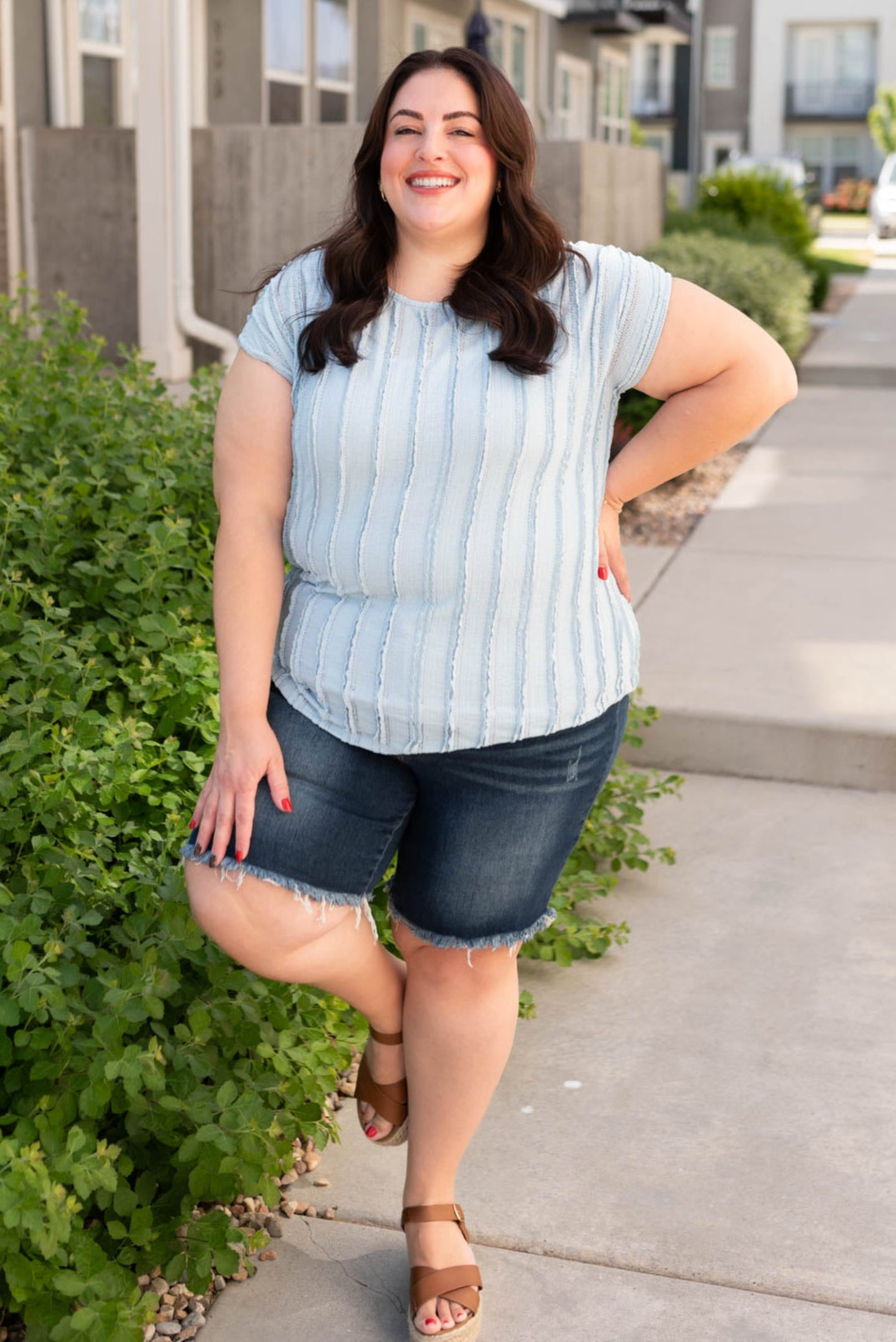 Ruth Blue Textured Top