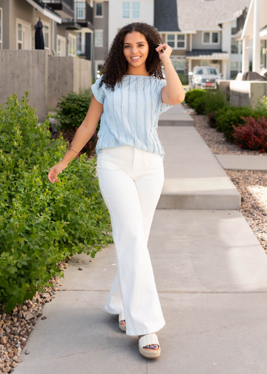 Ruth Blue Textured Top