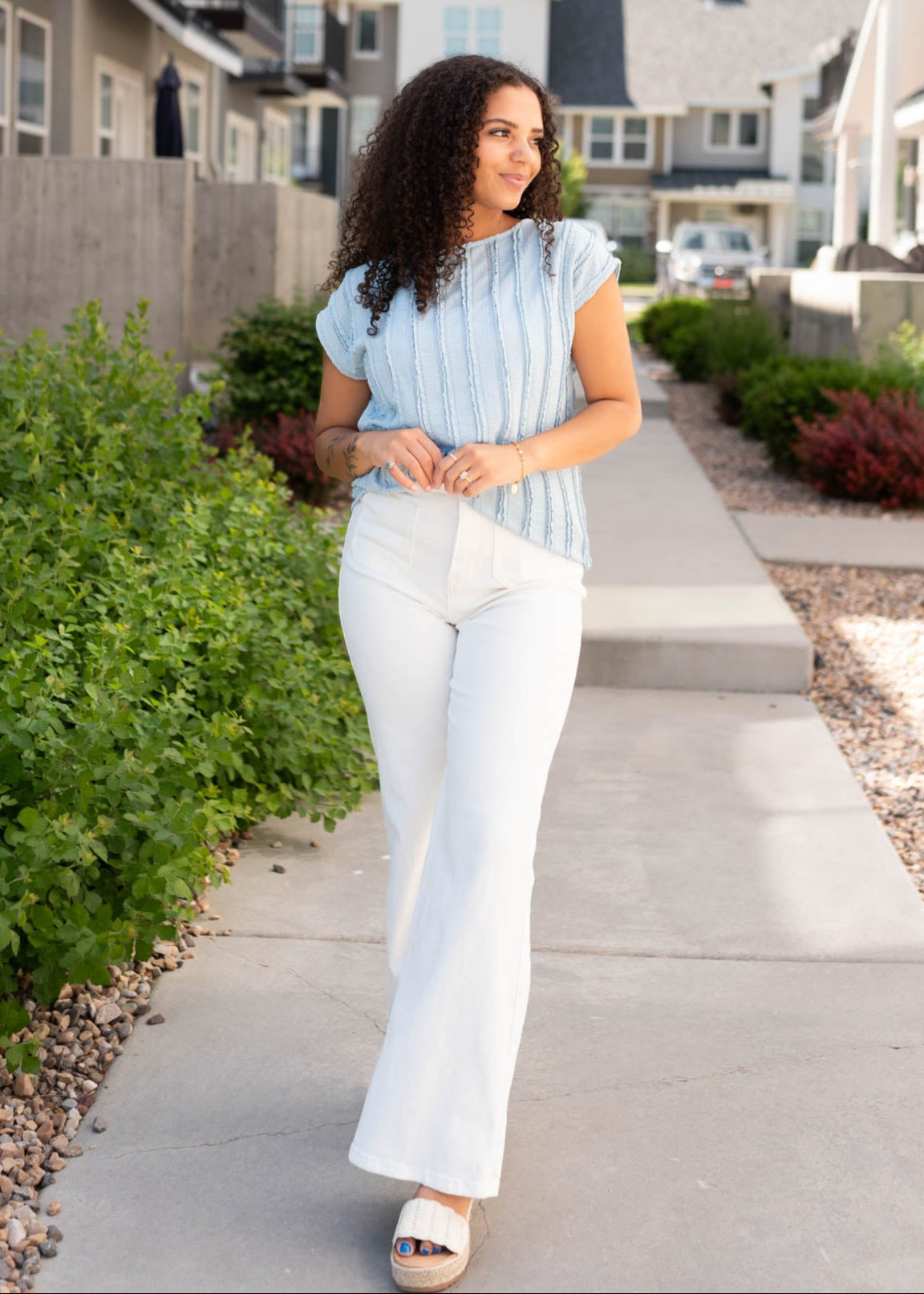 Ruth Blue Textured Top