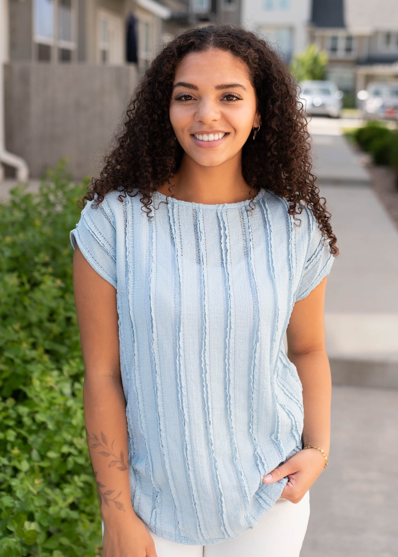 Ruth Blue Textured Top