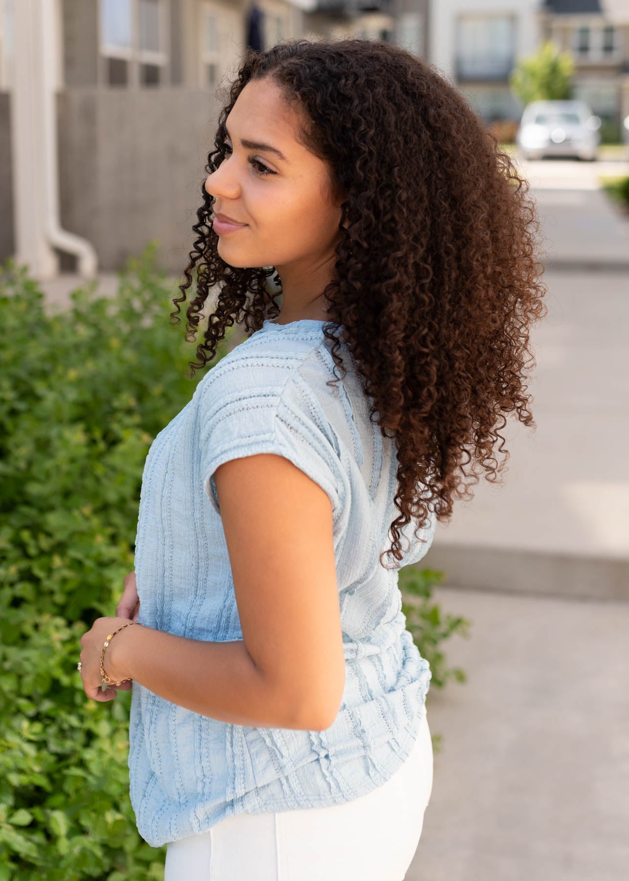 Ruth Blue Textured Top