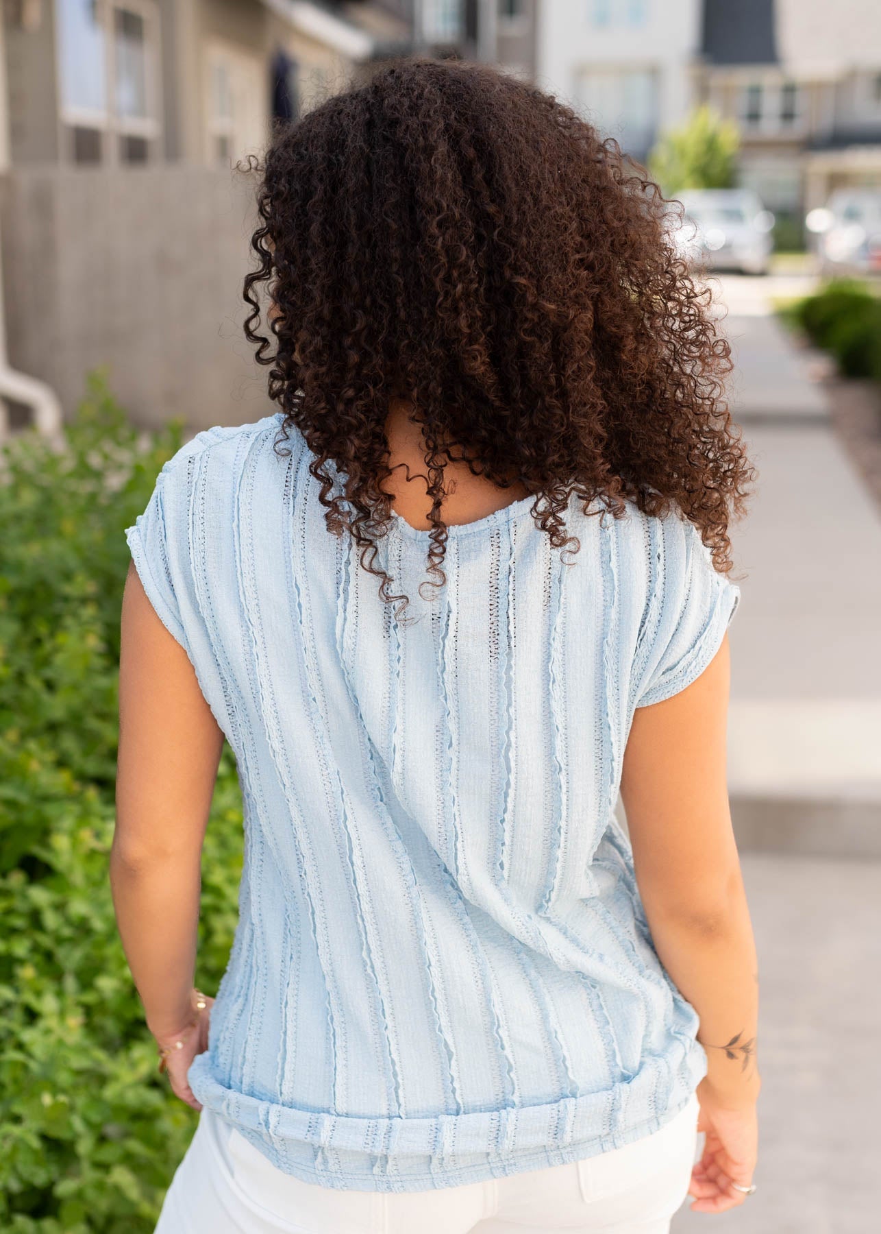 Ruth Blue Textured Top