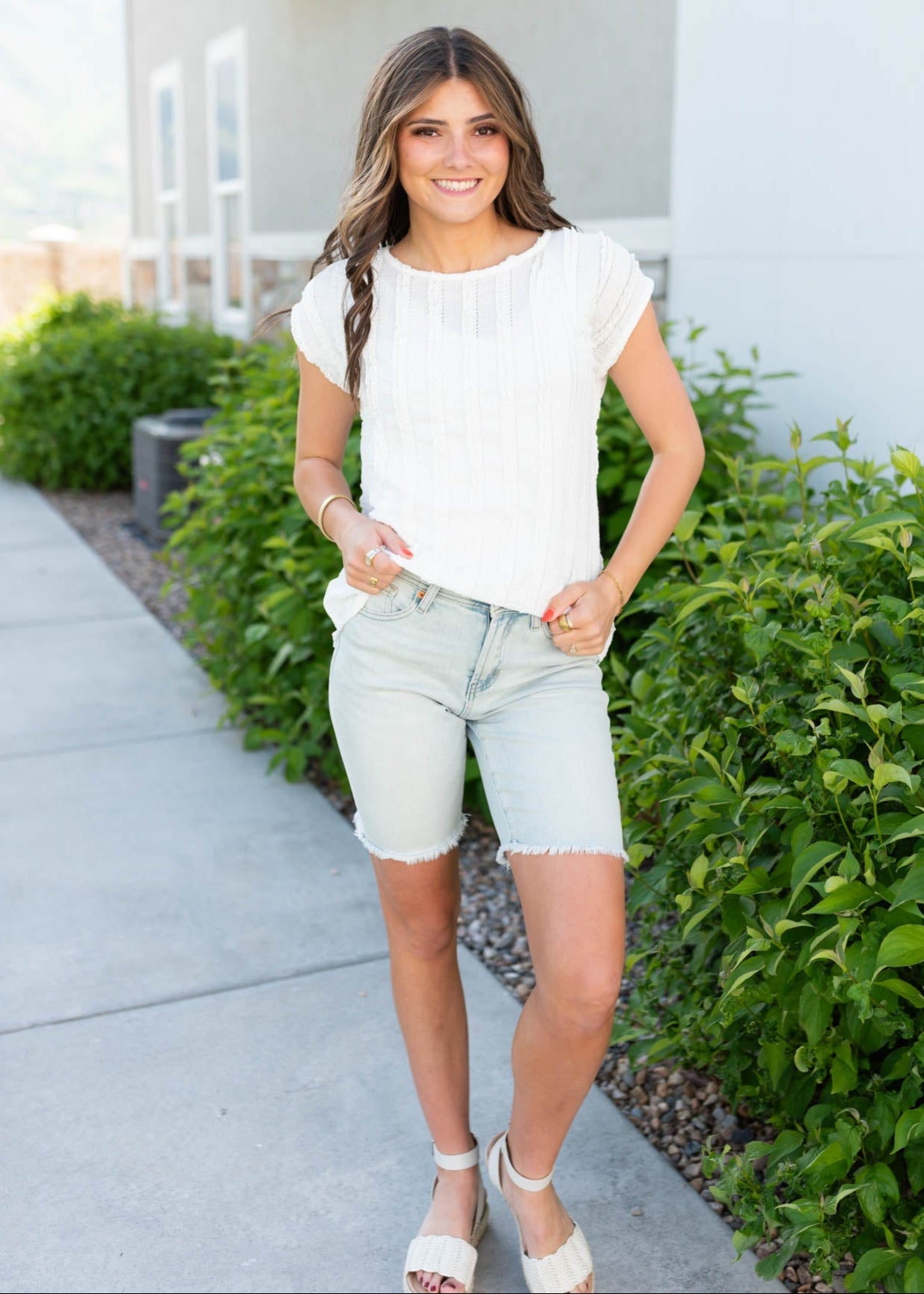 Ruth White Textured Top